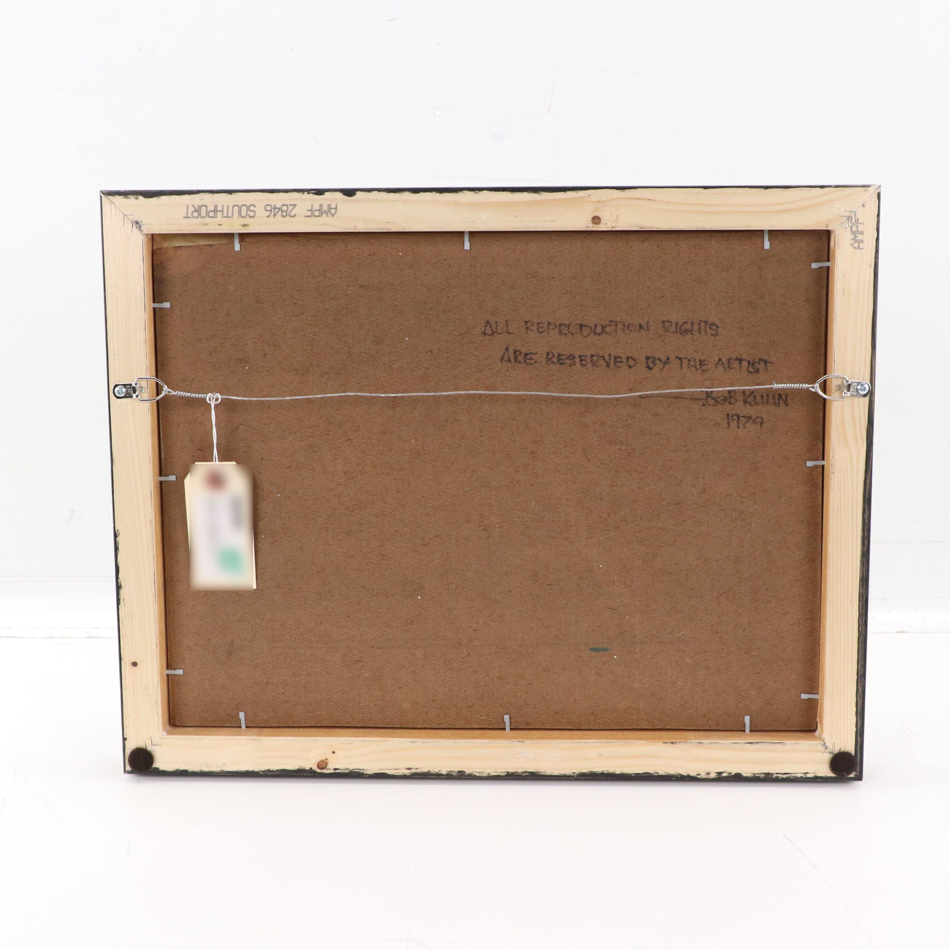 Bob Kuhn Wildlife Oil Painting of Mountain Lion Chasing Sheep, 1979