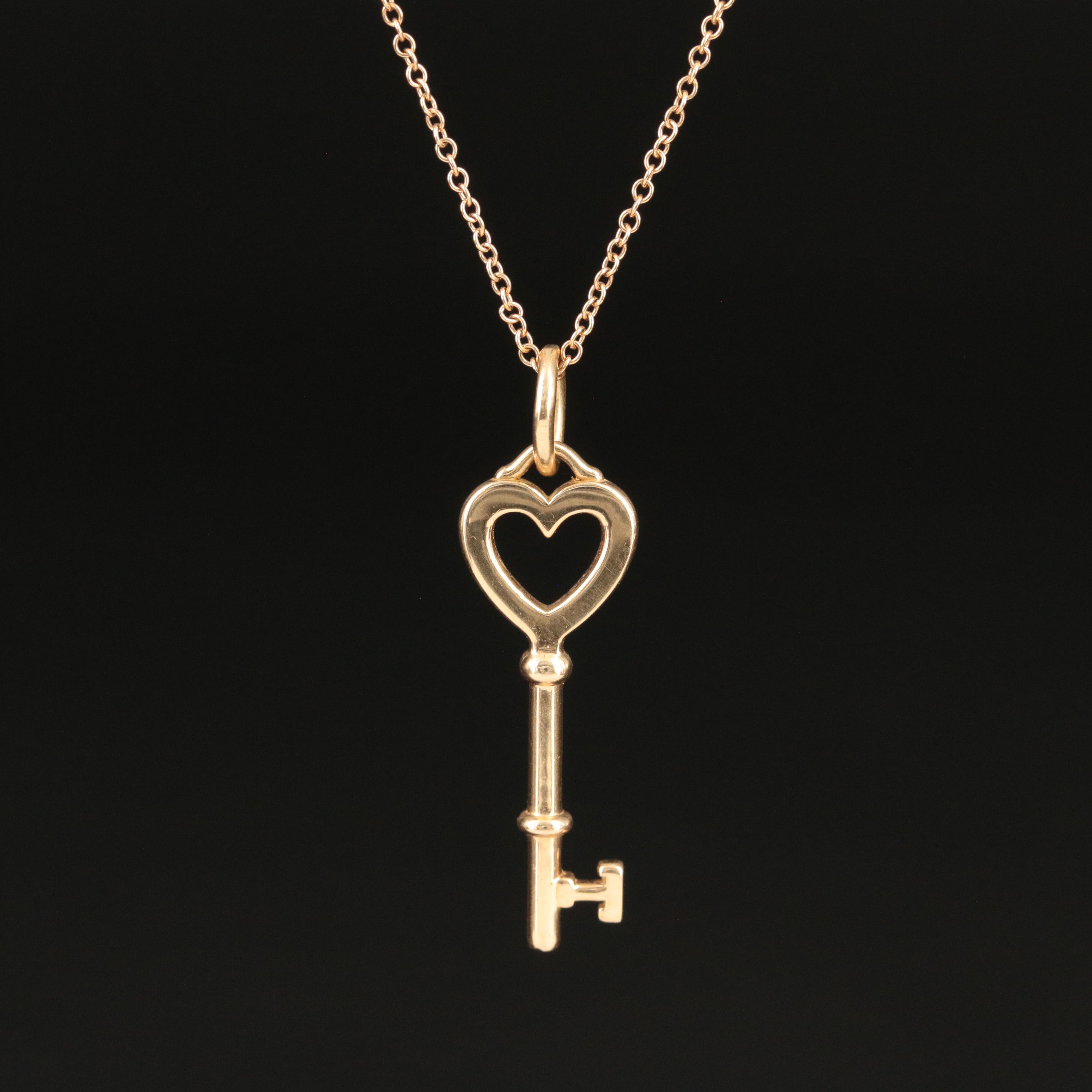Tiffany & Co. 18K Rose Gold Heart Key Necklace
