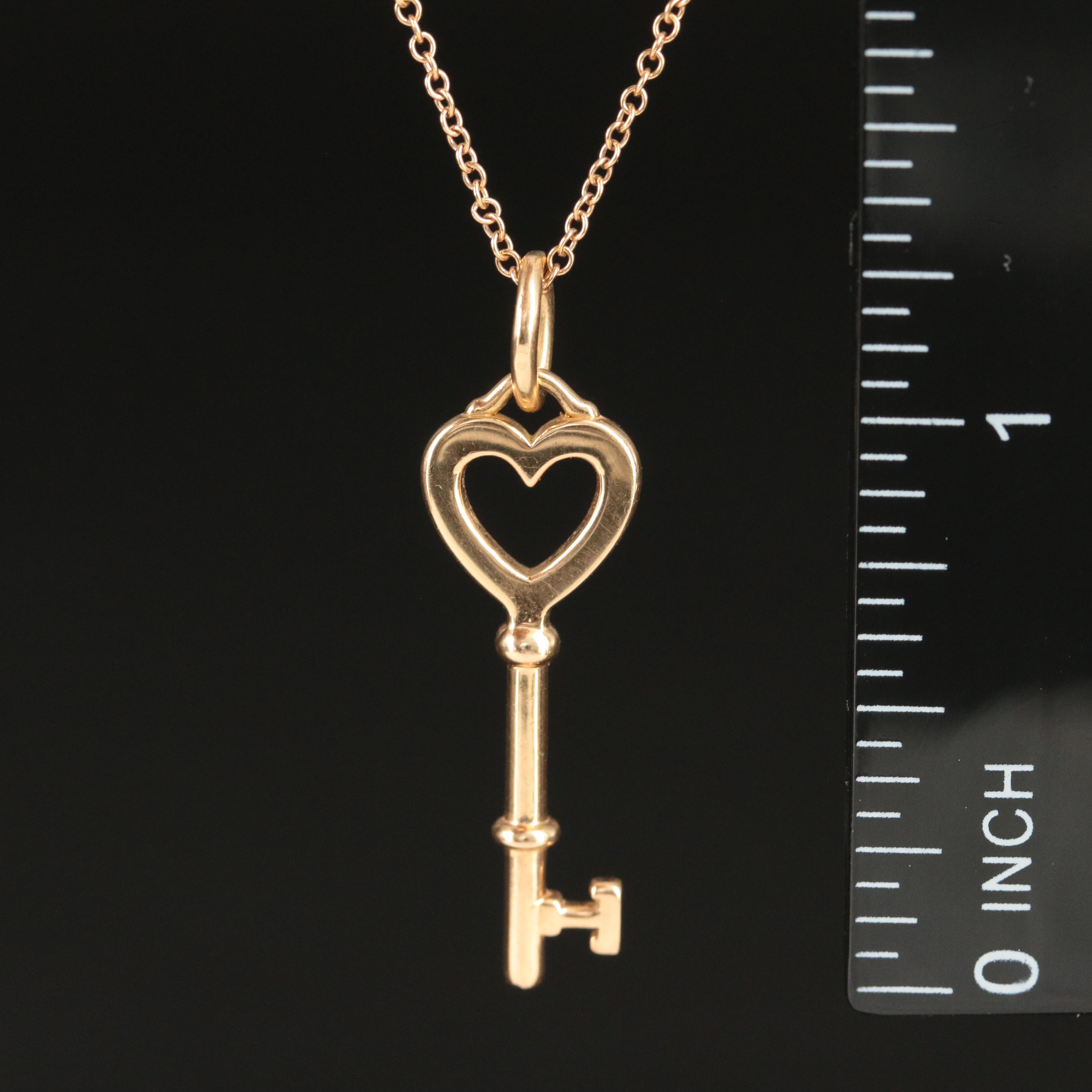 Tiffany & Co. 18K Rose Gold Heart Key Necklace
