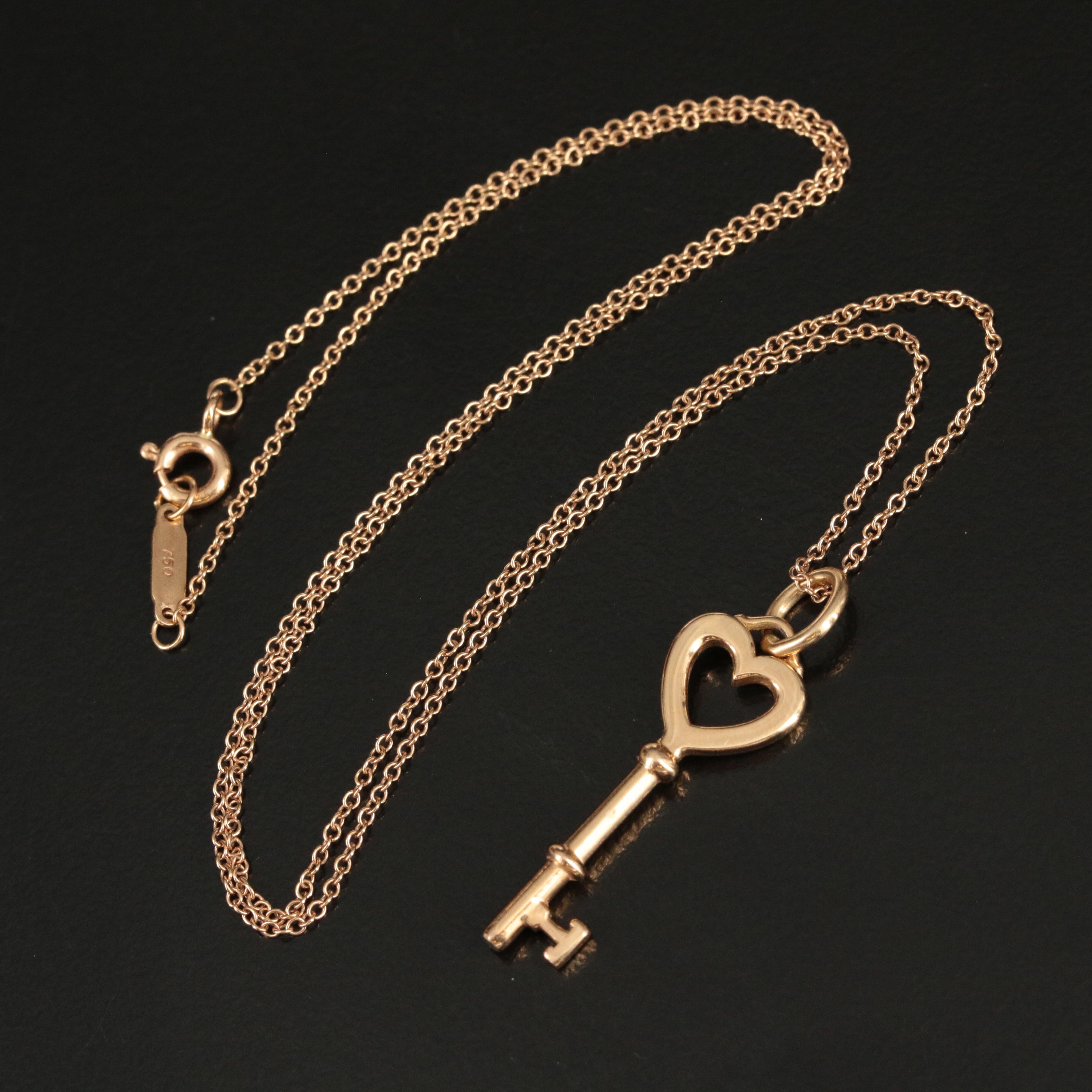 Tiffany & Co. 18K Rose Gold Heart Key Necklace