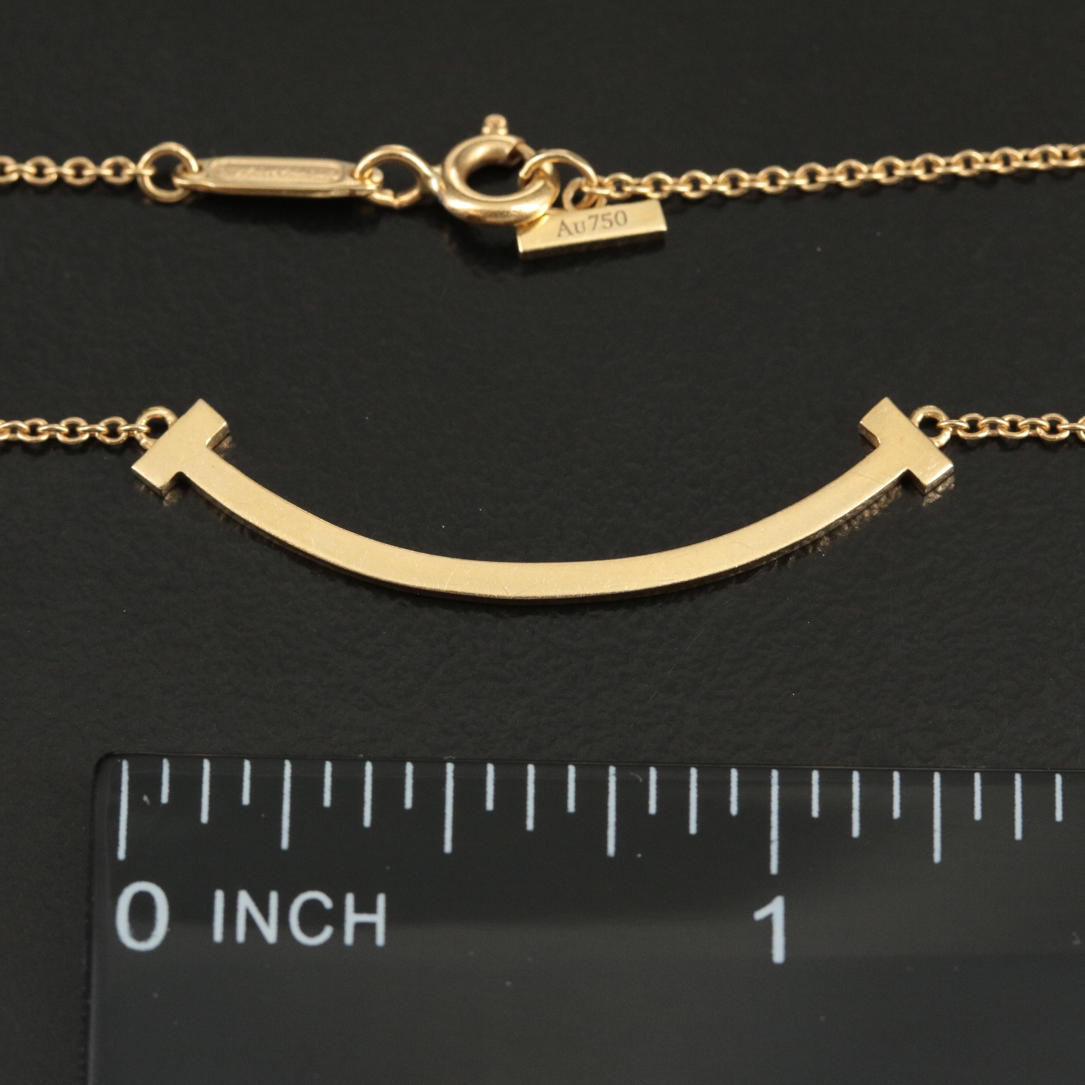 Tiffany & Co. 18K "T Smile Pendant" Necklace