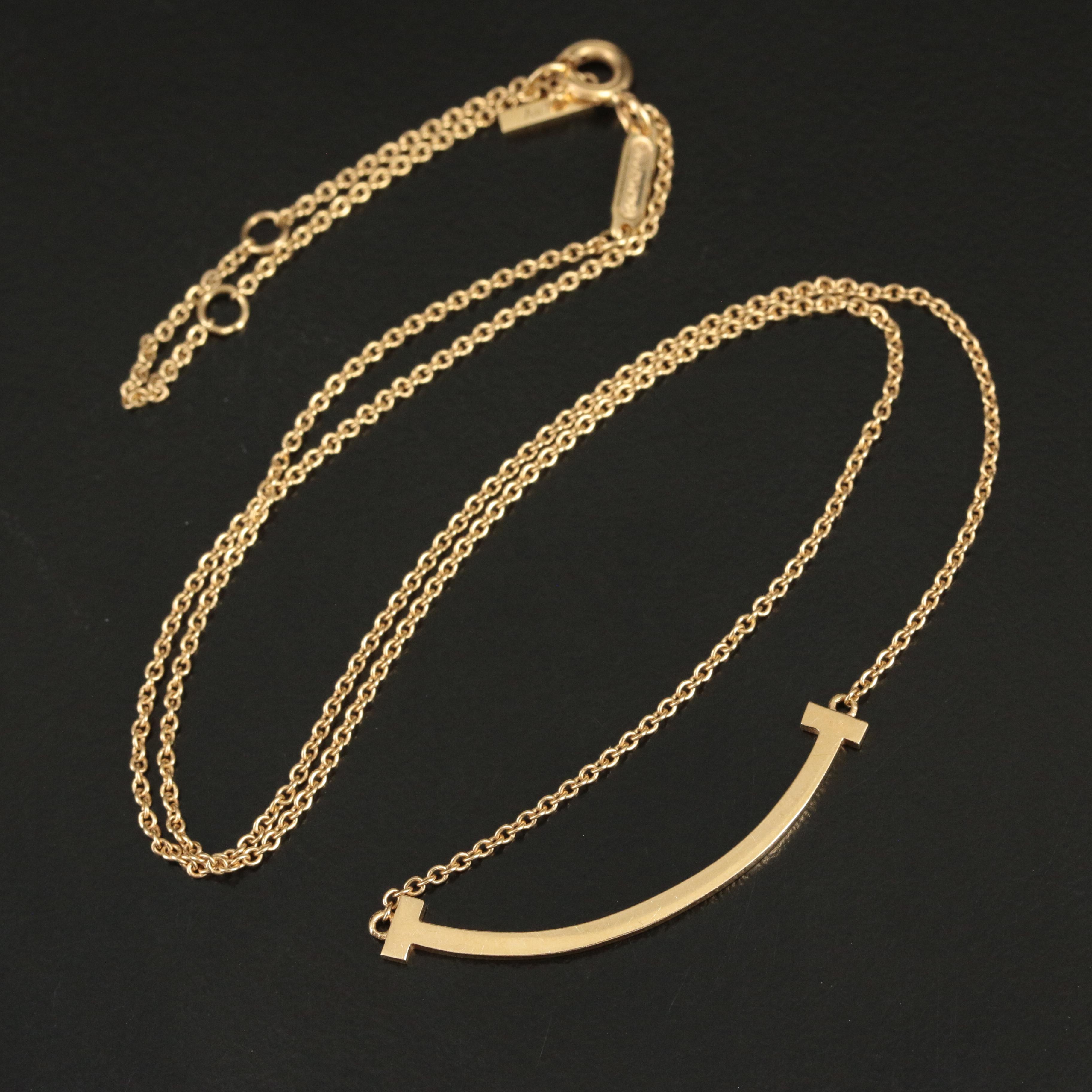 Tiffany & Co. 18K "T Smile Pendant" Necklace