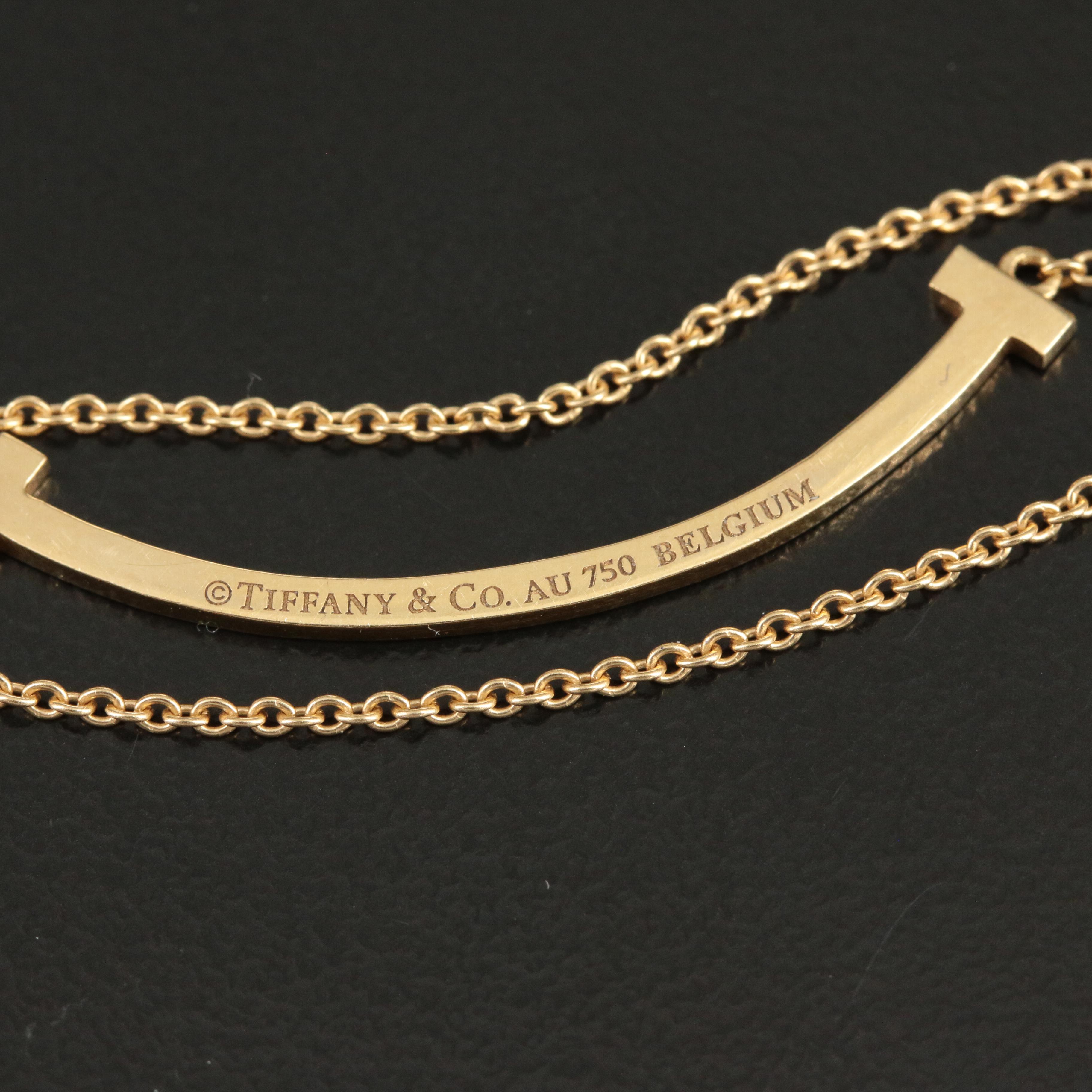 Tiffany & Co. 18K "T Smile Pendant" Necklace