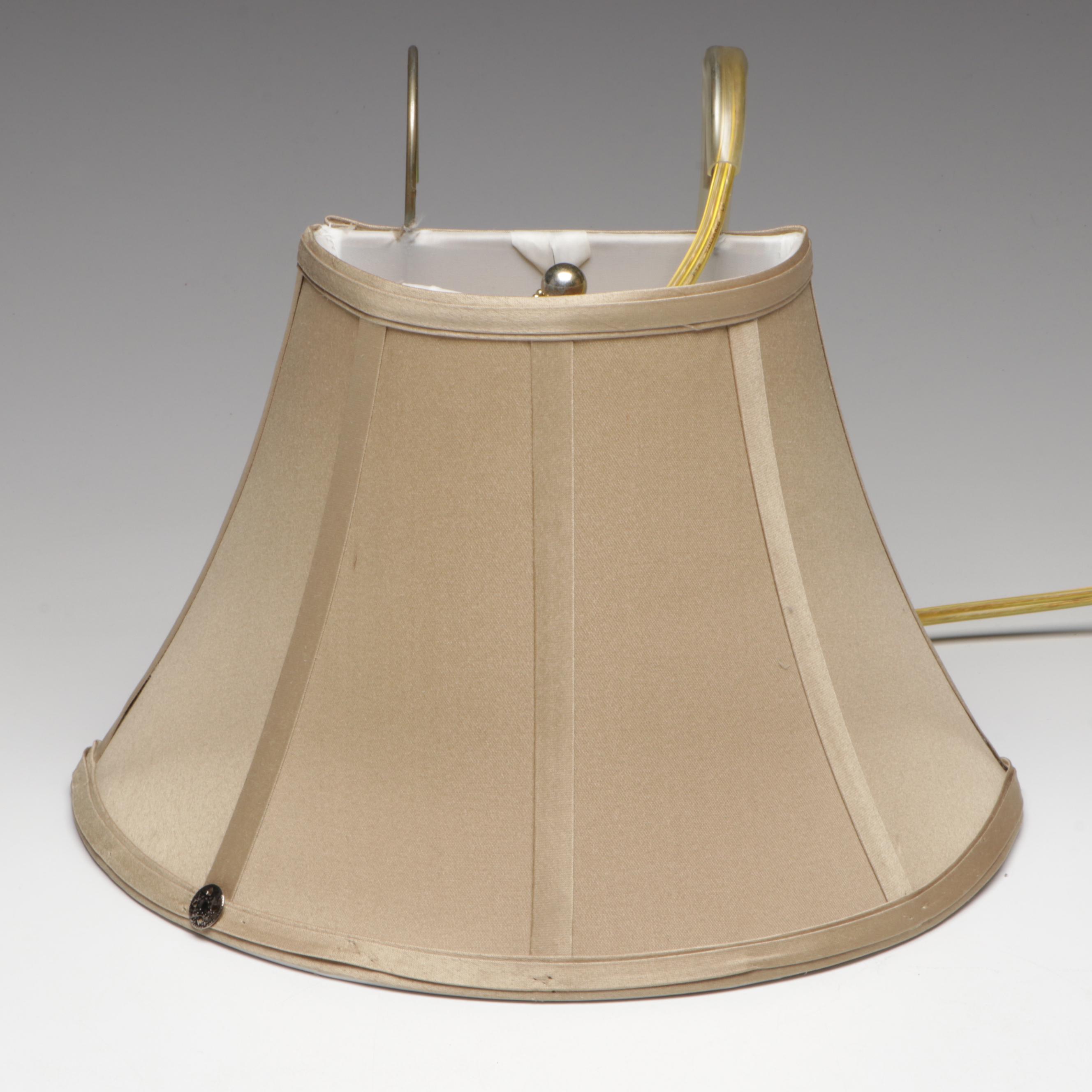 Copper Finish Metal Mantel Lamp & Beaded Lightbulbs, Half-Round Wall Shade