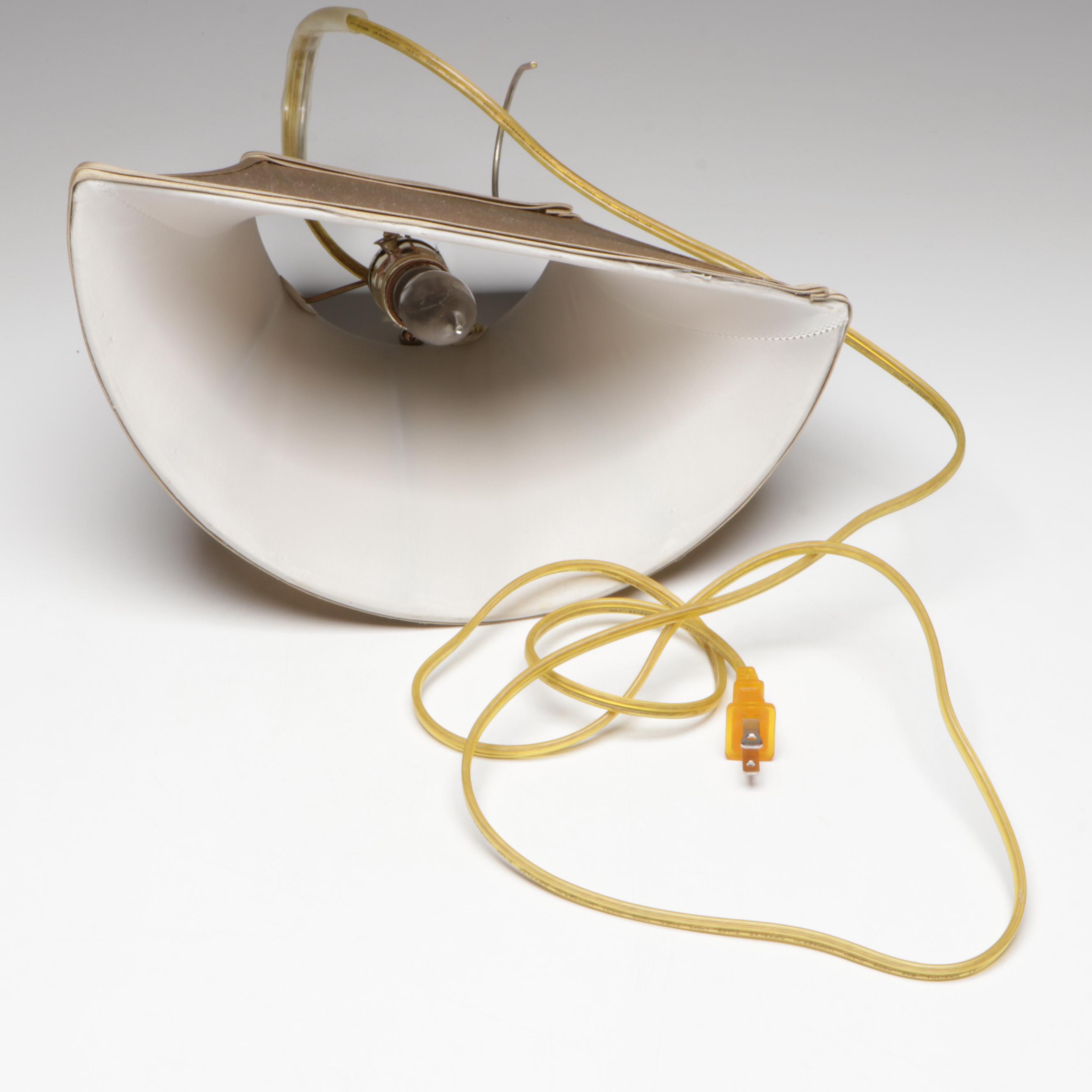 Copper Finish Metal Mantel Lamp & Beaded Lightbulbs, Half-Round Wall Shade