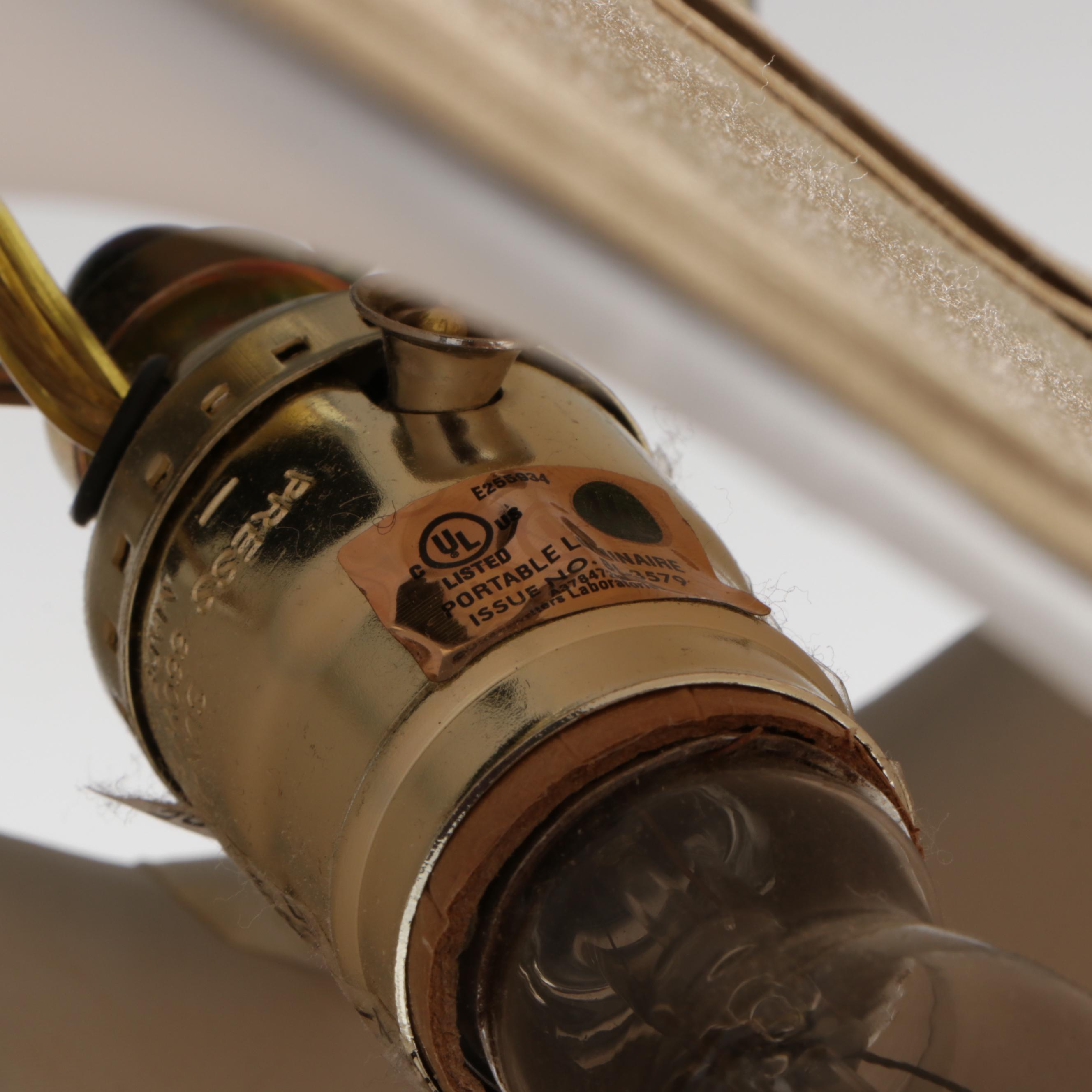 Copper Finish Metal Mantel Lamp & Beaded Lightbulbs, Half-Round Wall Shade