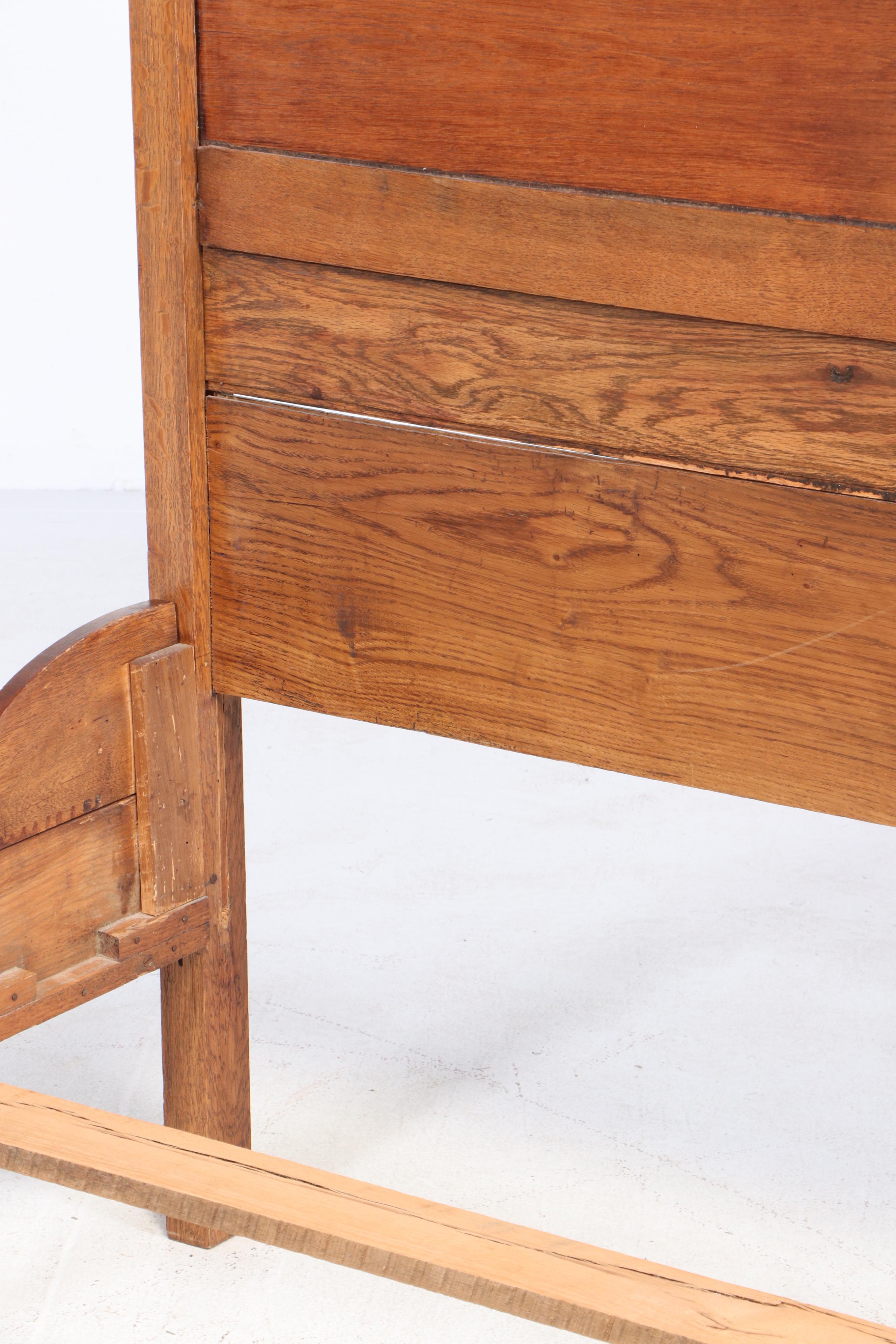 Victorian Carved Oak Full Size Bed Frame, Late 19th Century