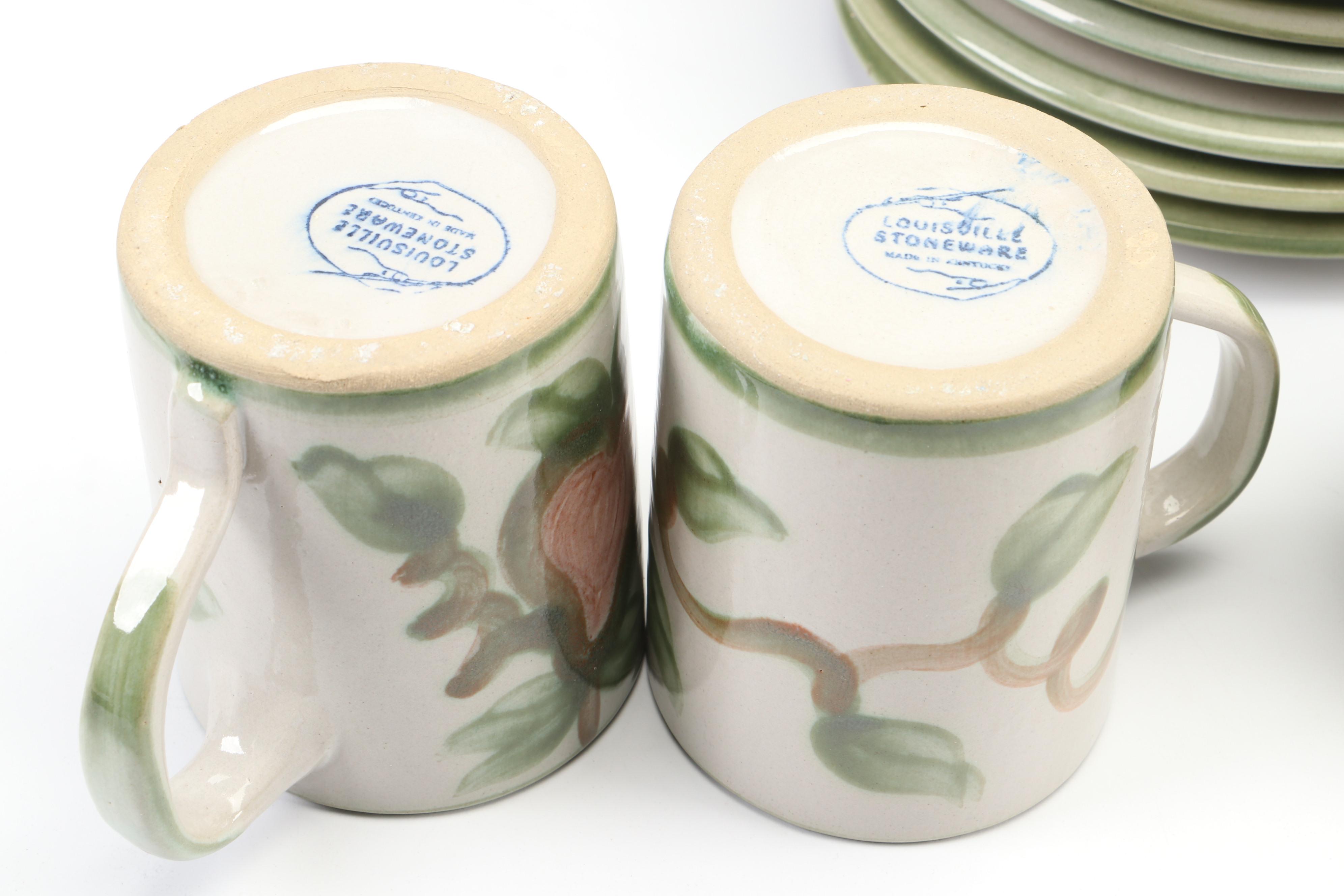 Louisville Stoneware "Pear" Ceramic Beverage Dispenser and Dinnerware