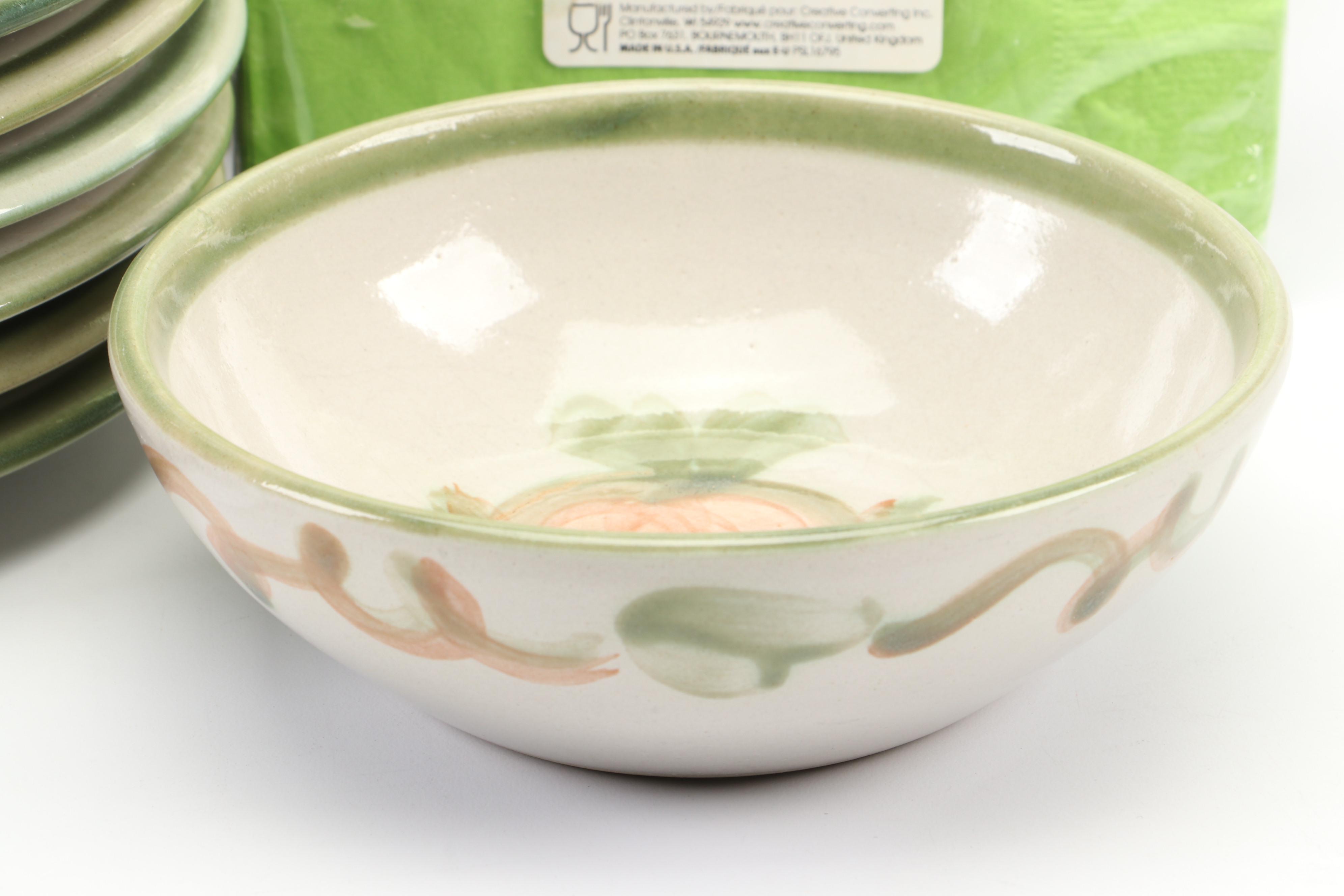 Louisville Stoneware "Pear" Ceramic Beverage Dispenser and Dinnerware