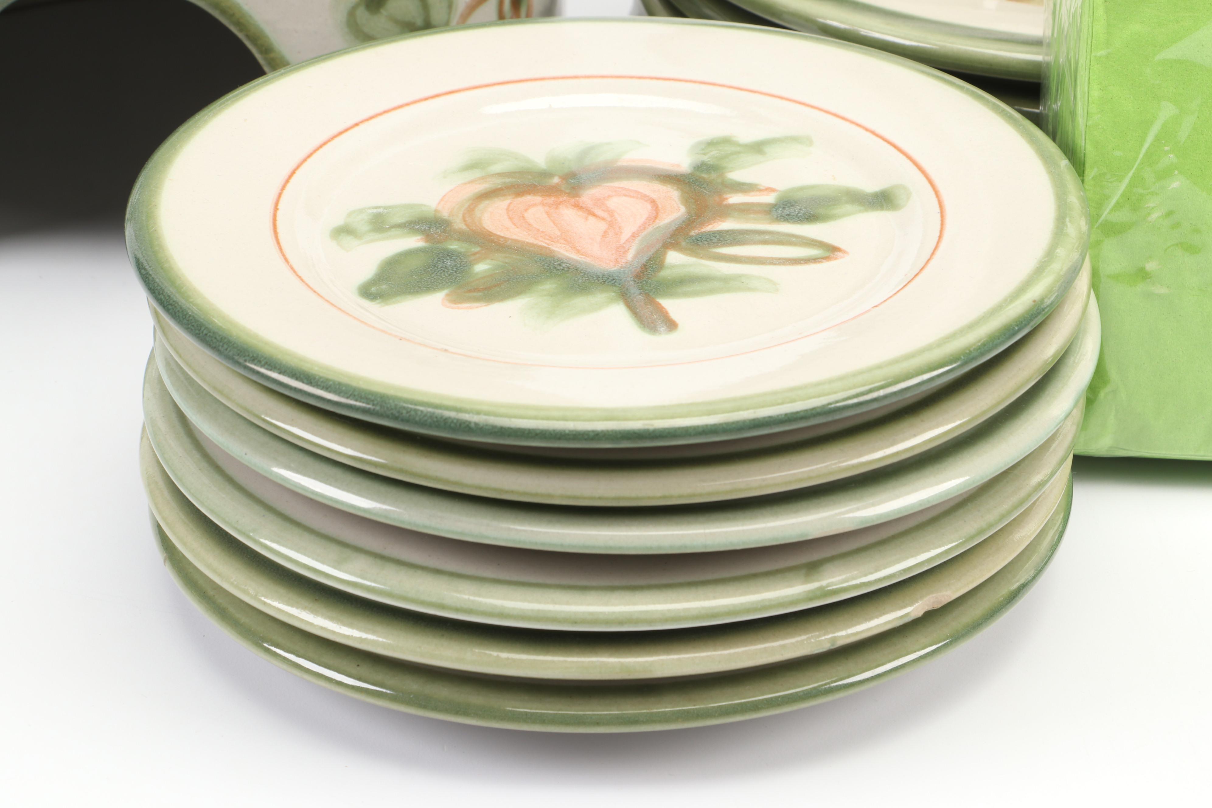 Louisville Stoneware "Pear" Ceramic Beverage Dispenser and Dinnerware