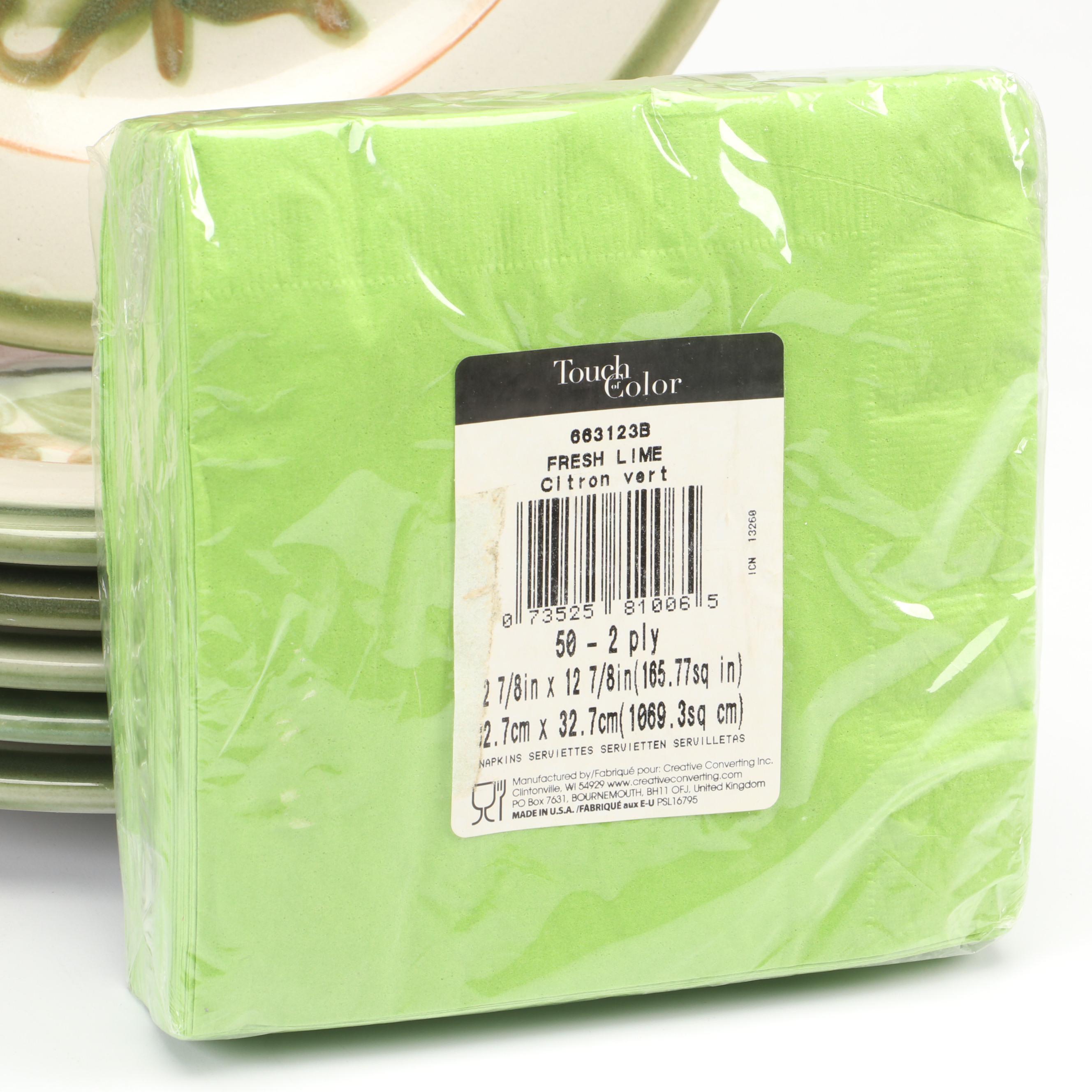 Louisville Stoneware "Pear" Ceramic Beverage Dispenser and Dinnerware