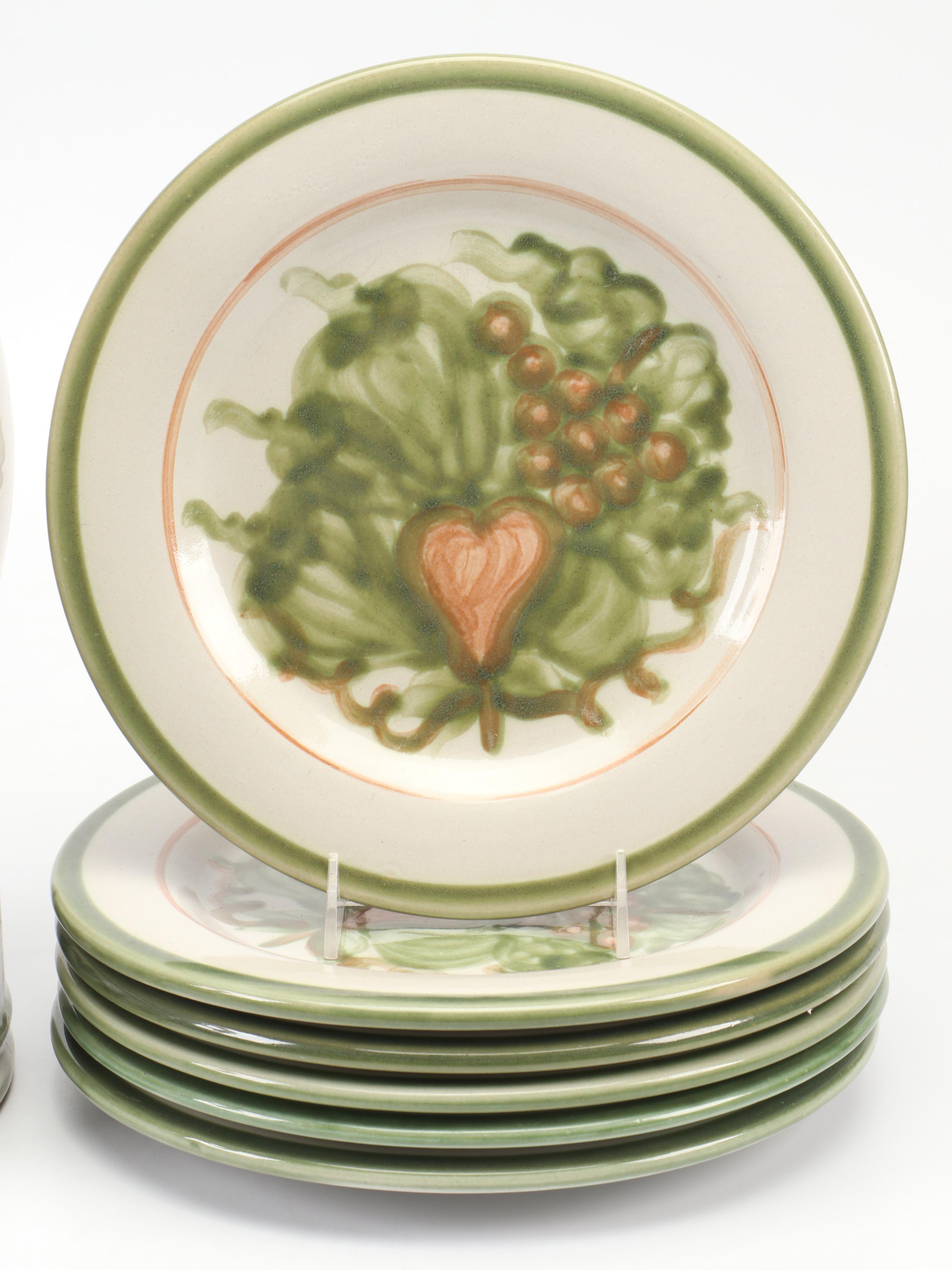 Louisville Stoneware "Pear" Ceramic Beverage Dispenser and Dinnerware