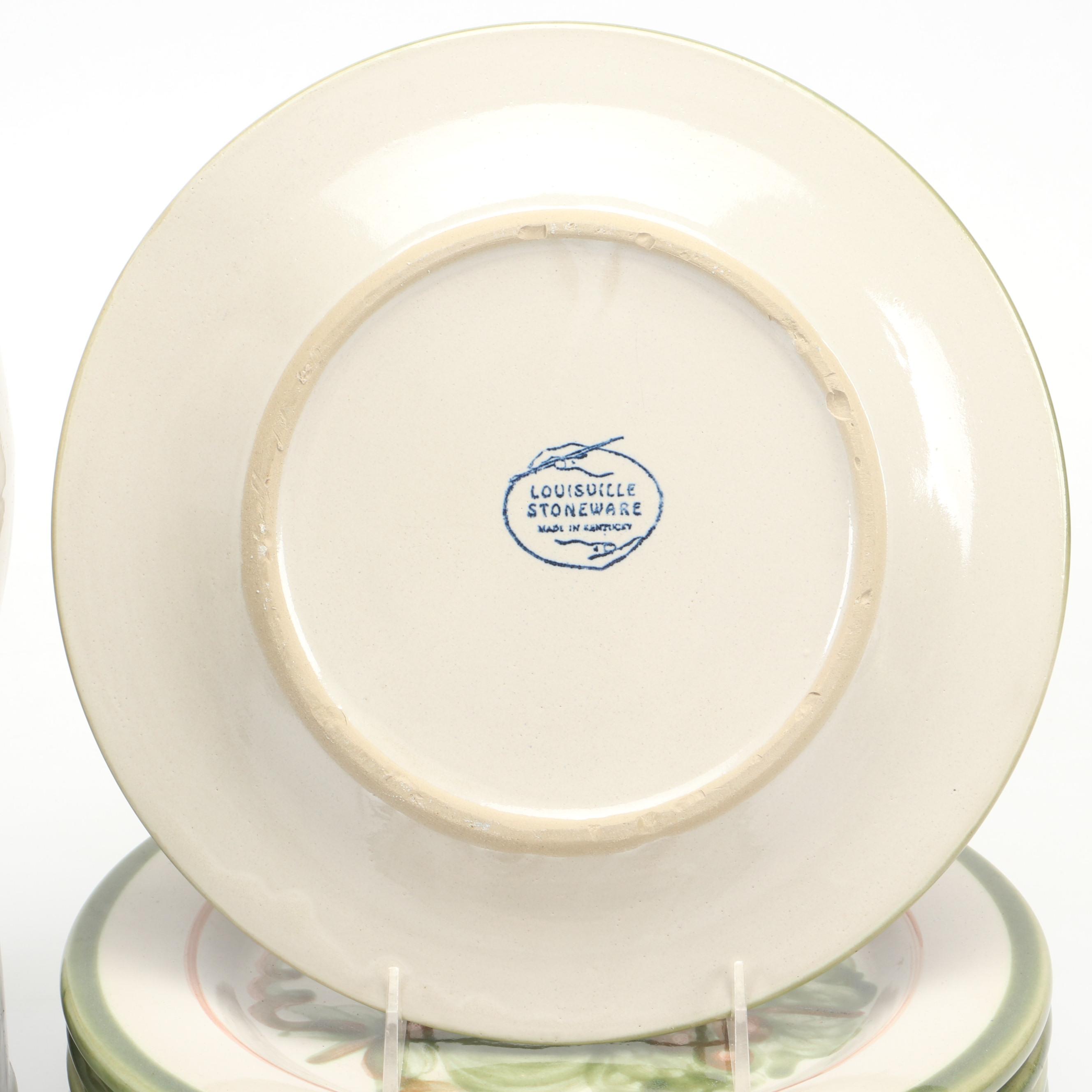 Louisville Stoneware "Pear" Ceramic Beverage Dispenser and Dinnerware