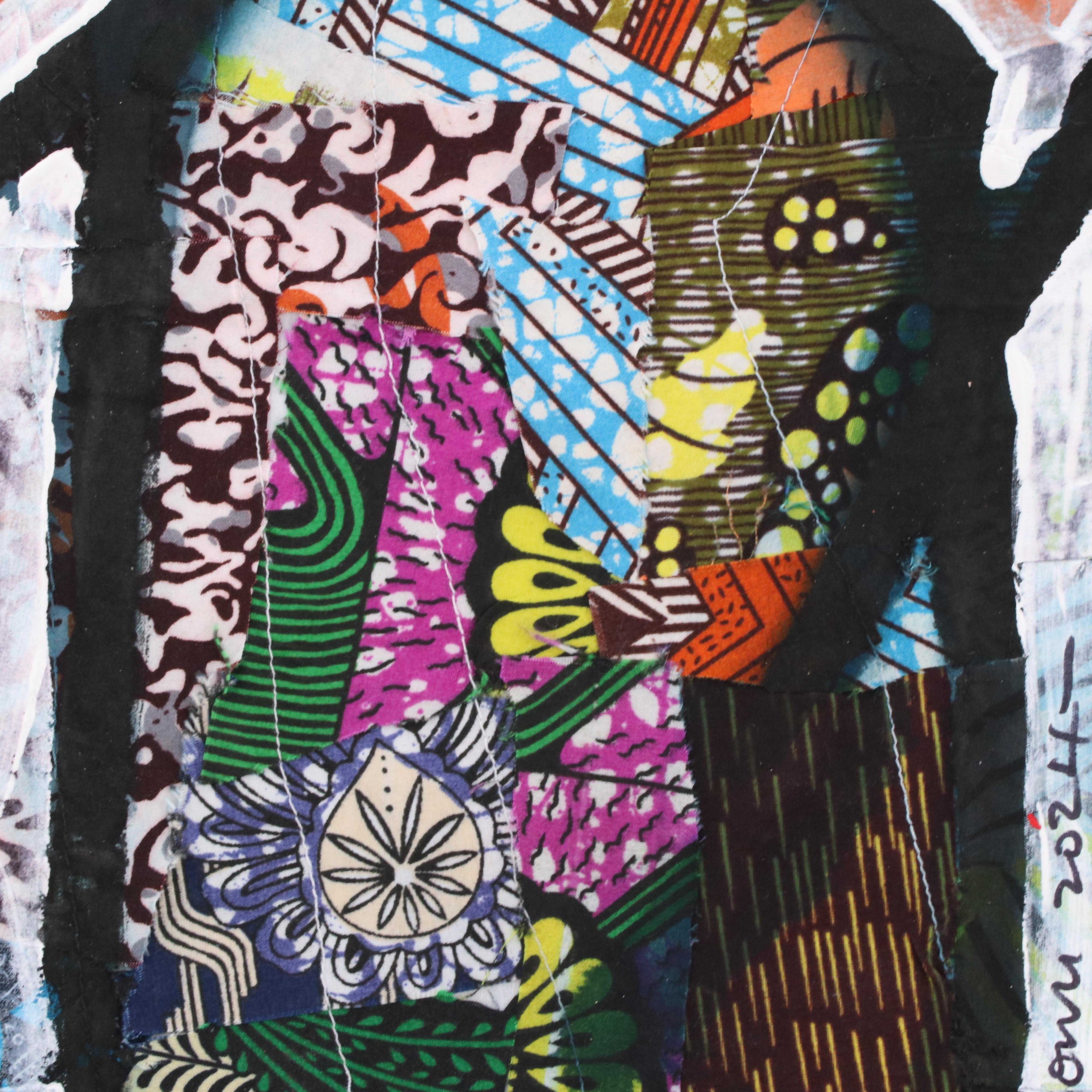 Abiola Idowu Figurative Mixed Media Painting "Sugar in My Coffee," 2024