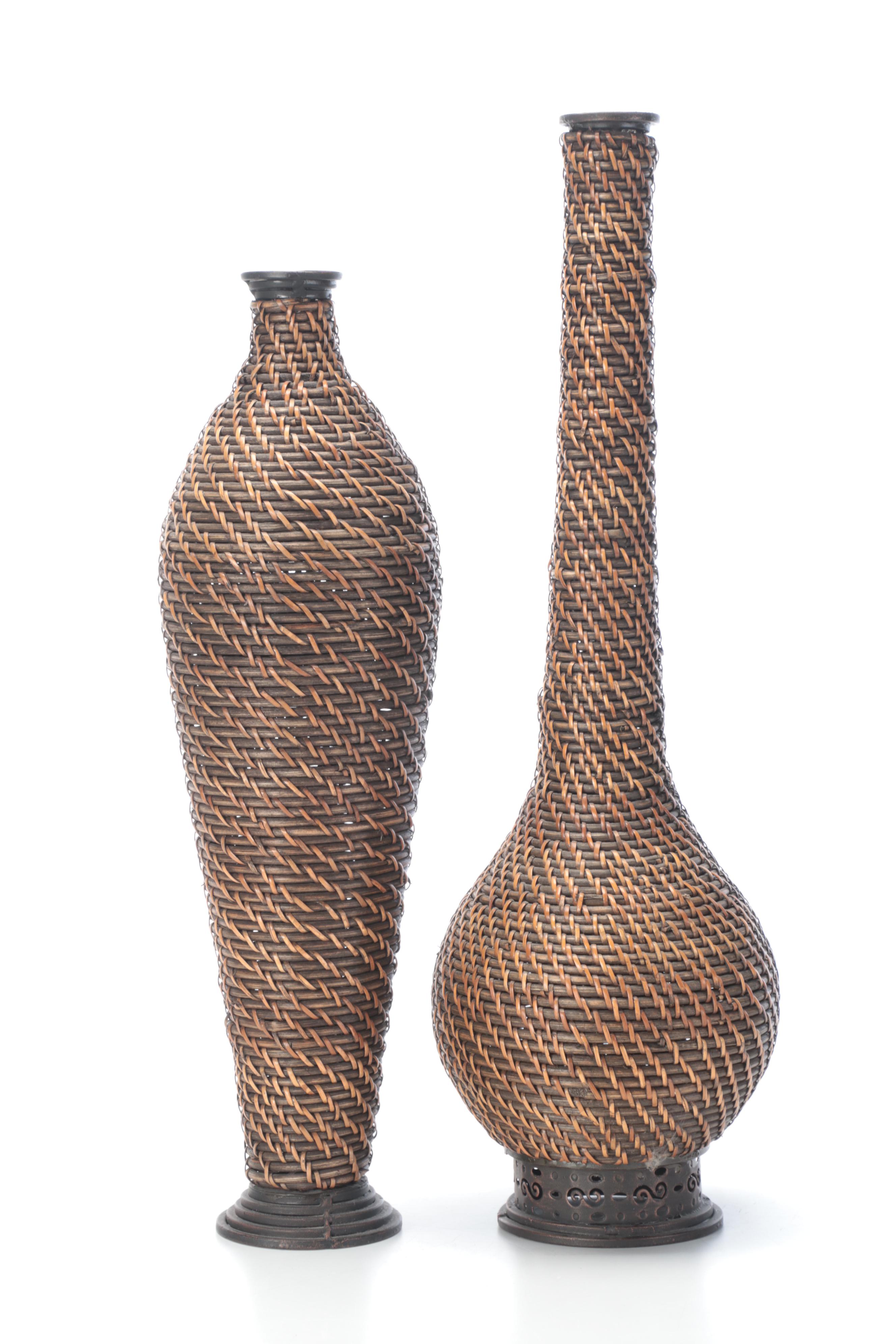 Metal Candle Pillar with Vases and Other Decor