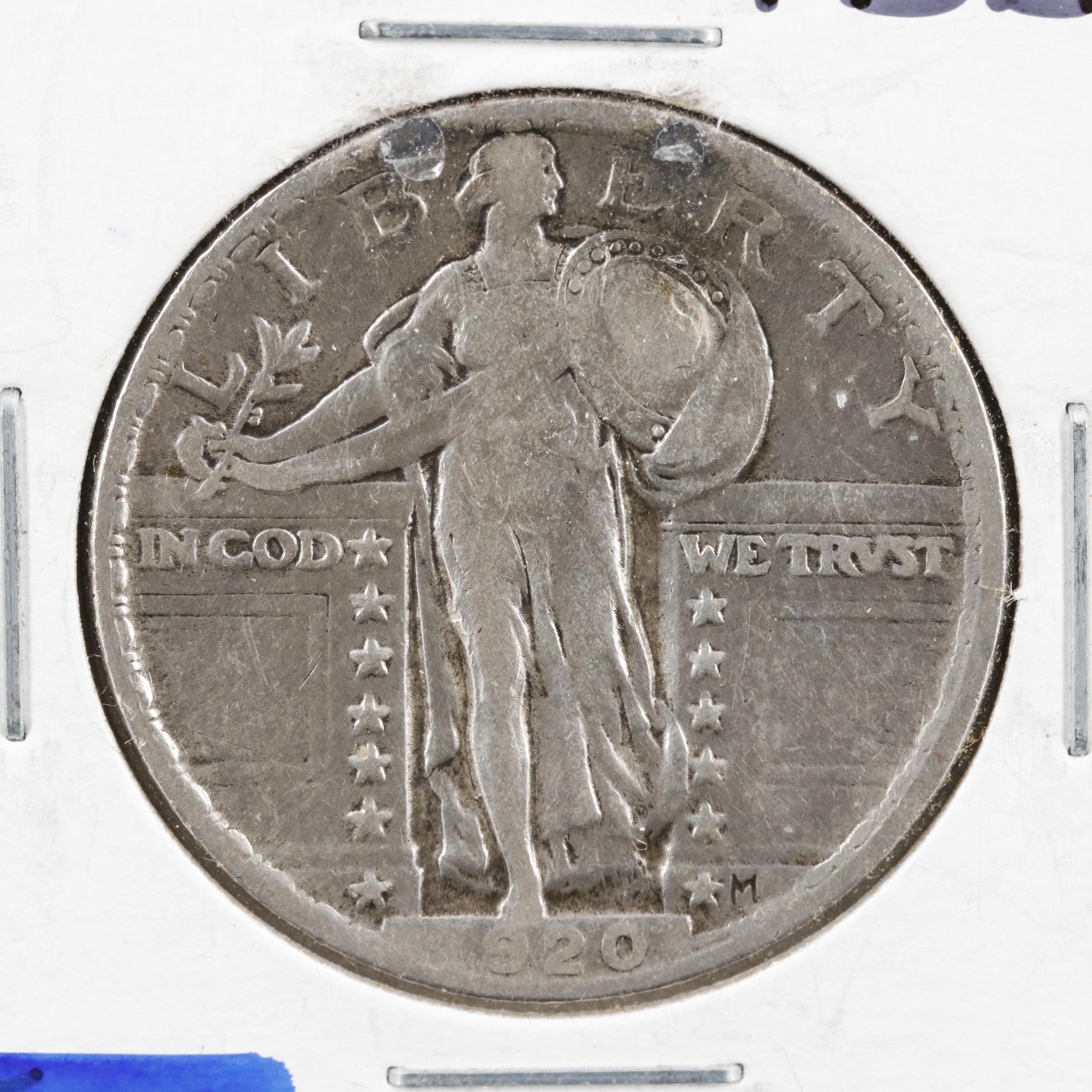 Three Different Standing Liberty Quarter Dollars 1918-S, 1920, and