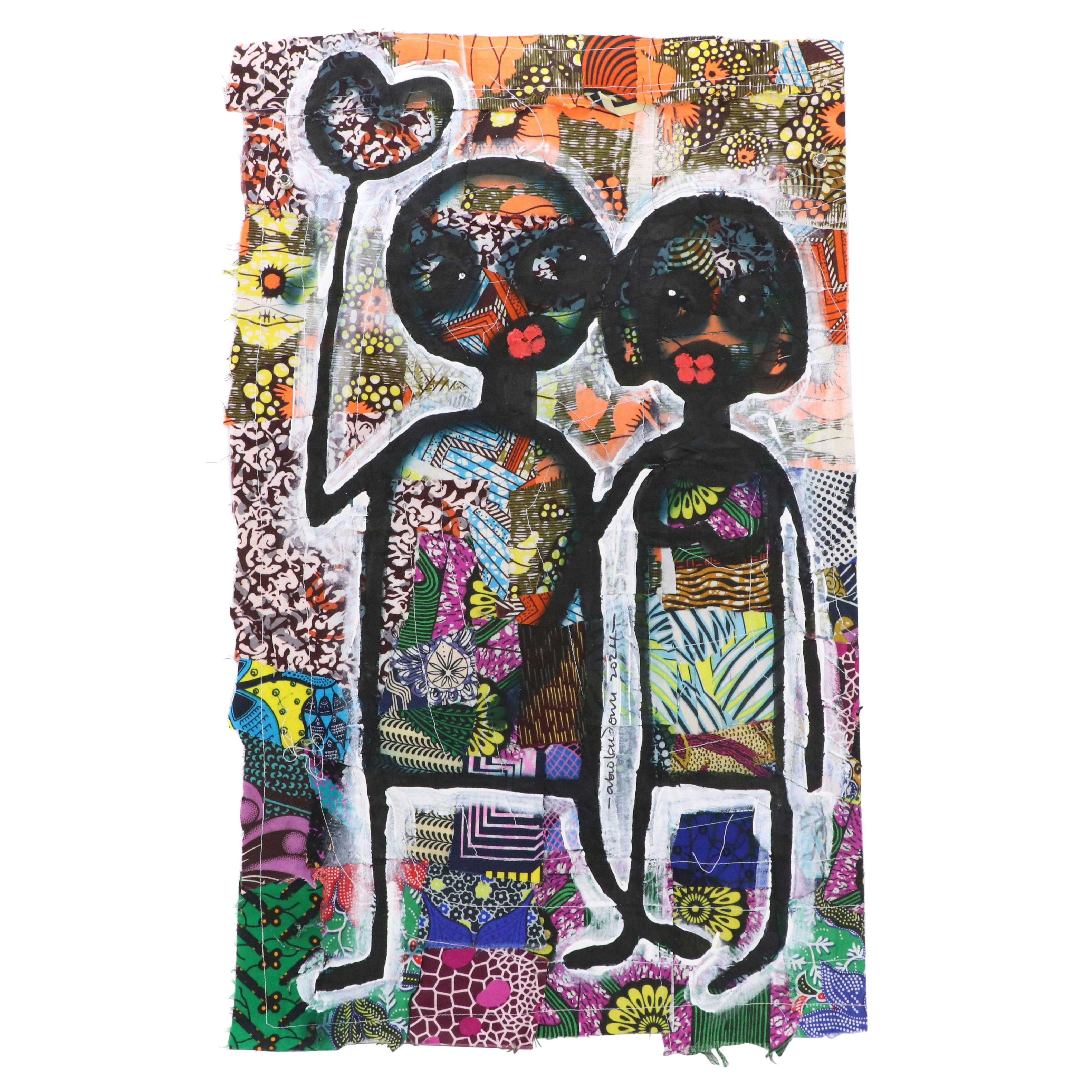 Abiola Idowu Figurative Mixed Media Painting "Sugar in My Coffee," 2024