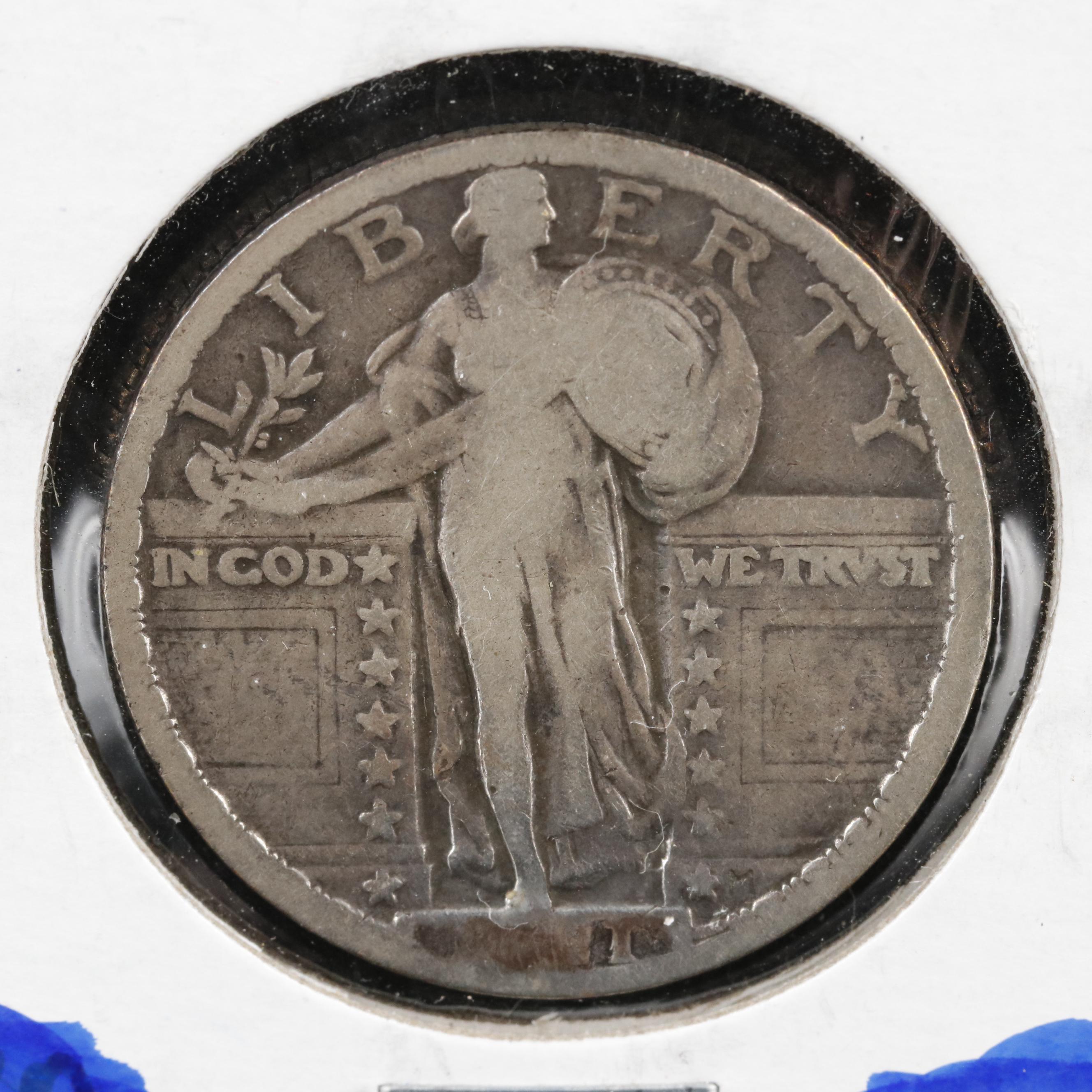 Three Different Standing Liberty Quarter Dollars 1918-S, 1920, and