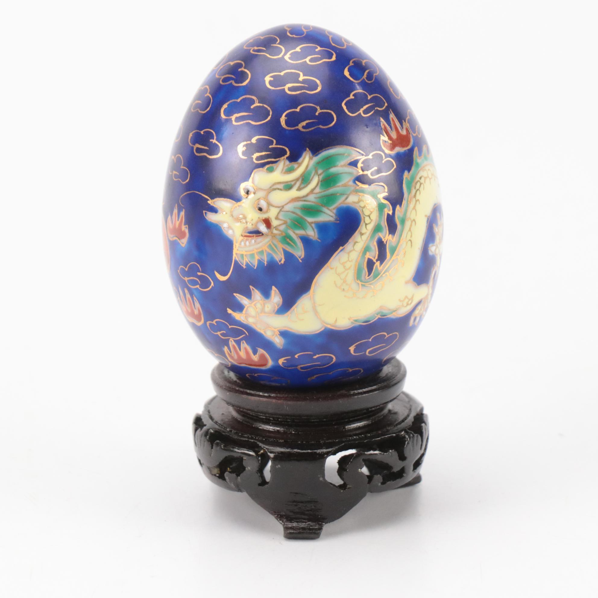 Chinese Cloisonné Eggs with Other Egg Figurines