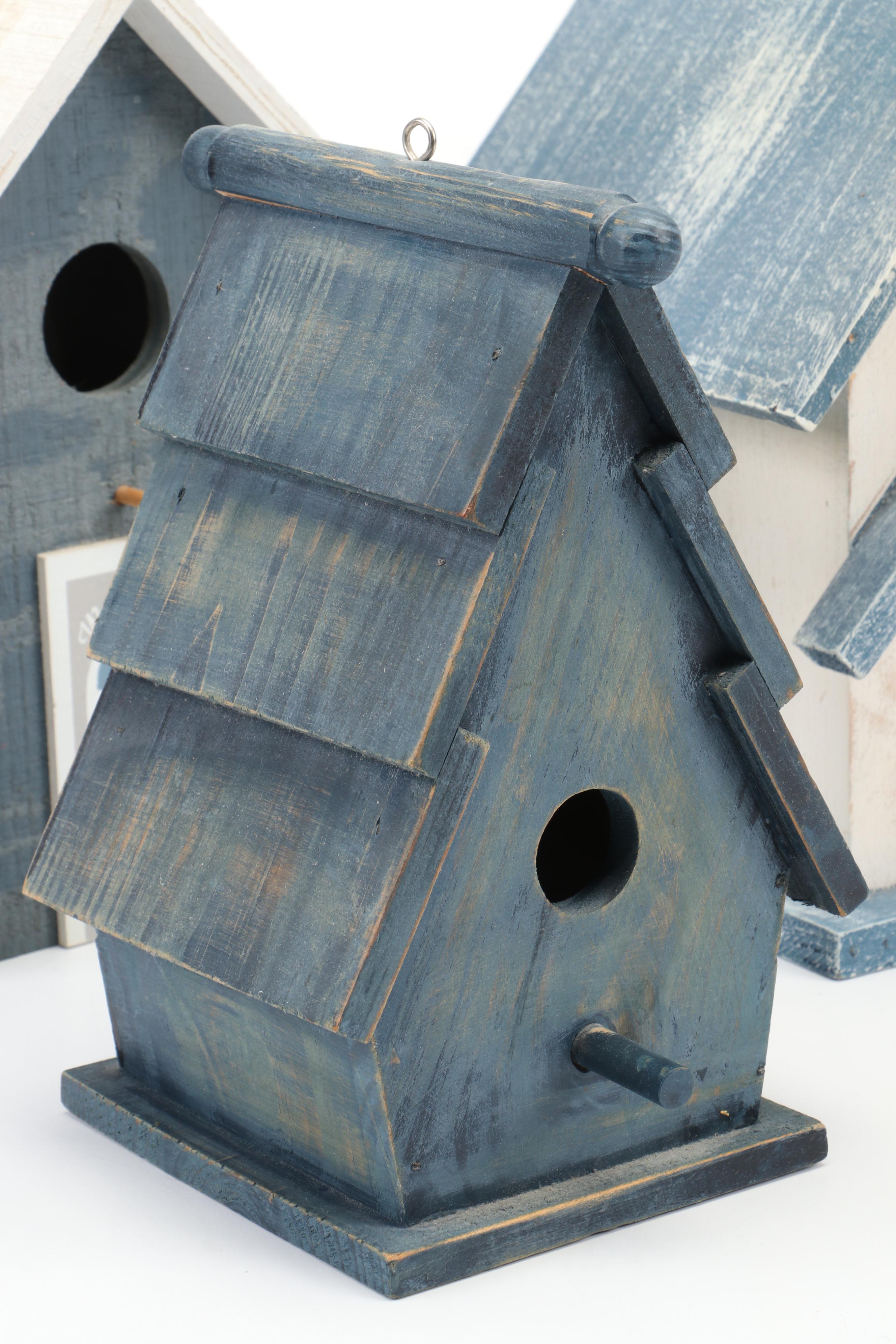 Cedar and Other Distressed Wood and Metal Birdhouses