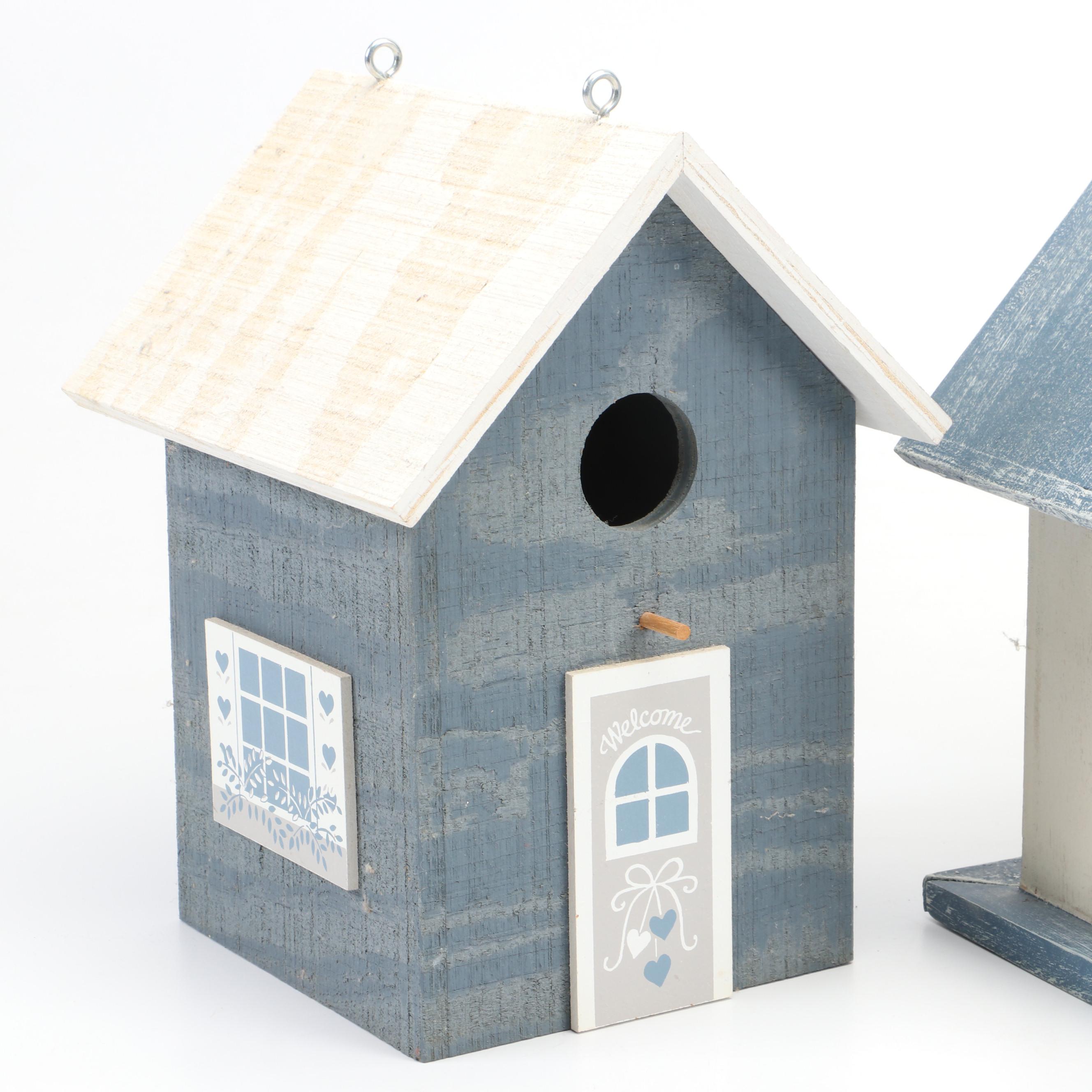 Cedar and Other Distressed Wood and Metal Birdhouses