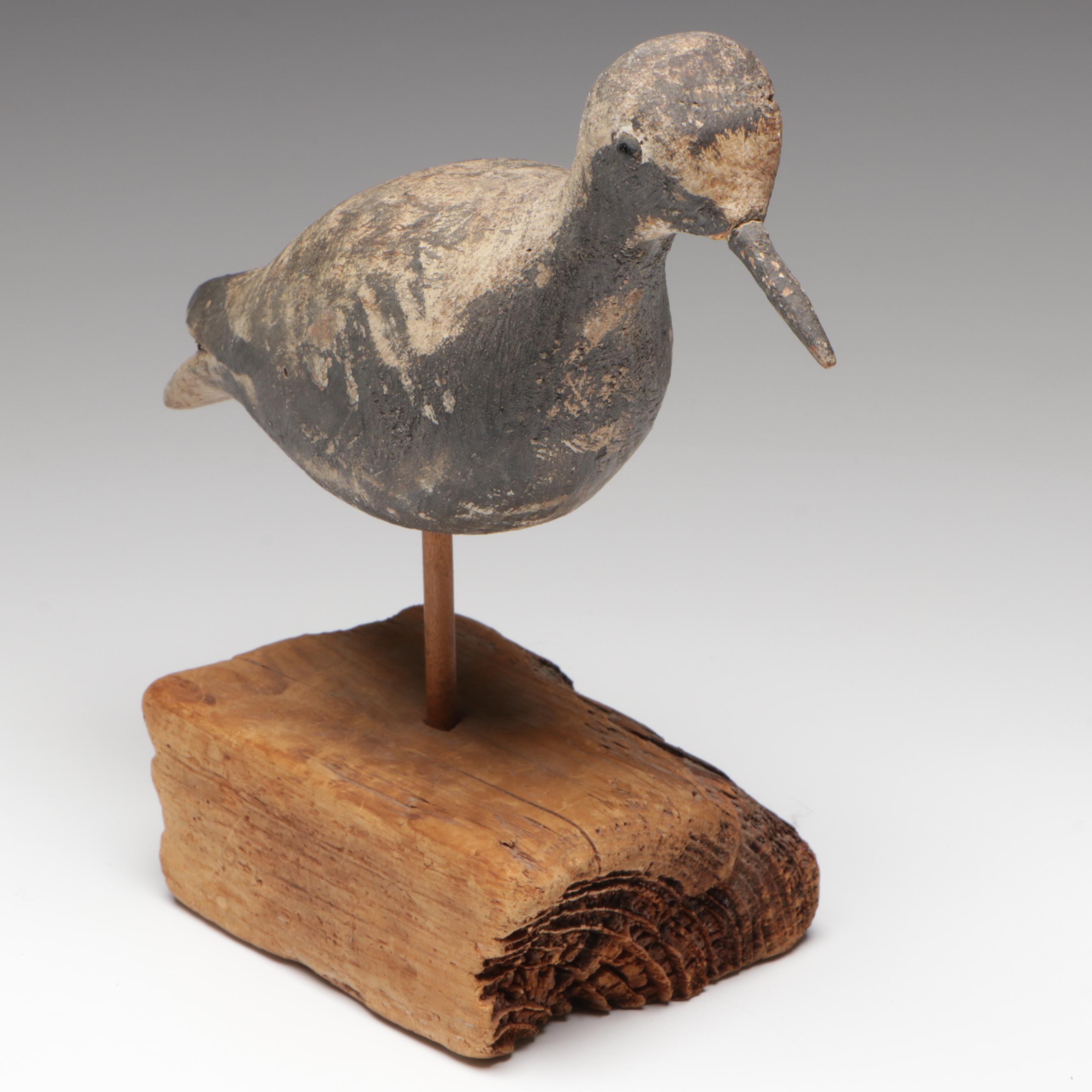 Antique Carved and Patinated Wood Shore Bird Standing Decoys