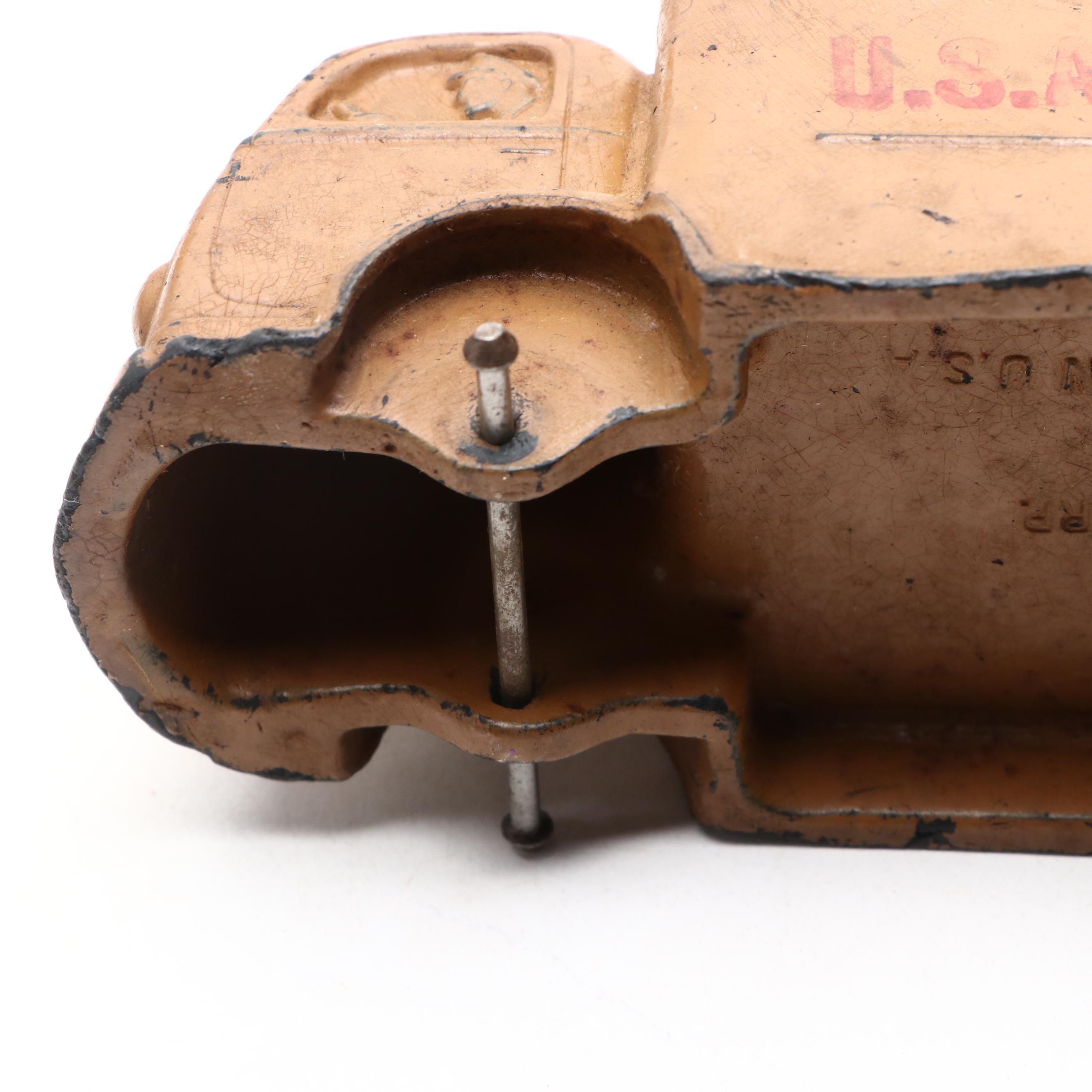 Auburn Rubber Company Toy Tanks, Locomotive and Trucks, Mid-20th Century