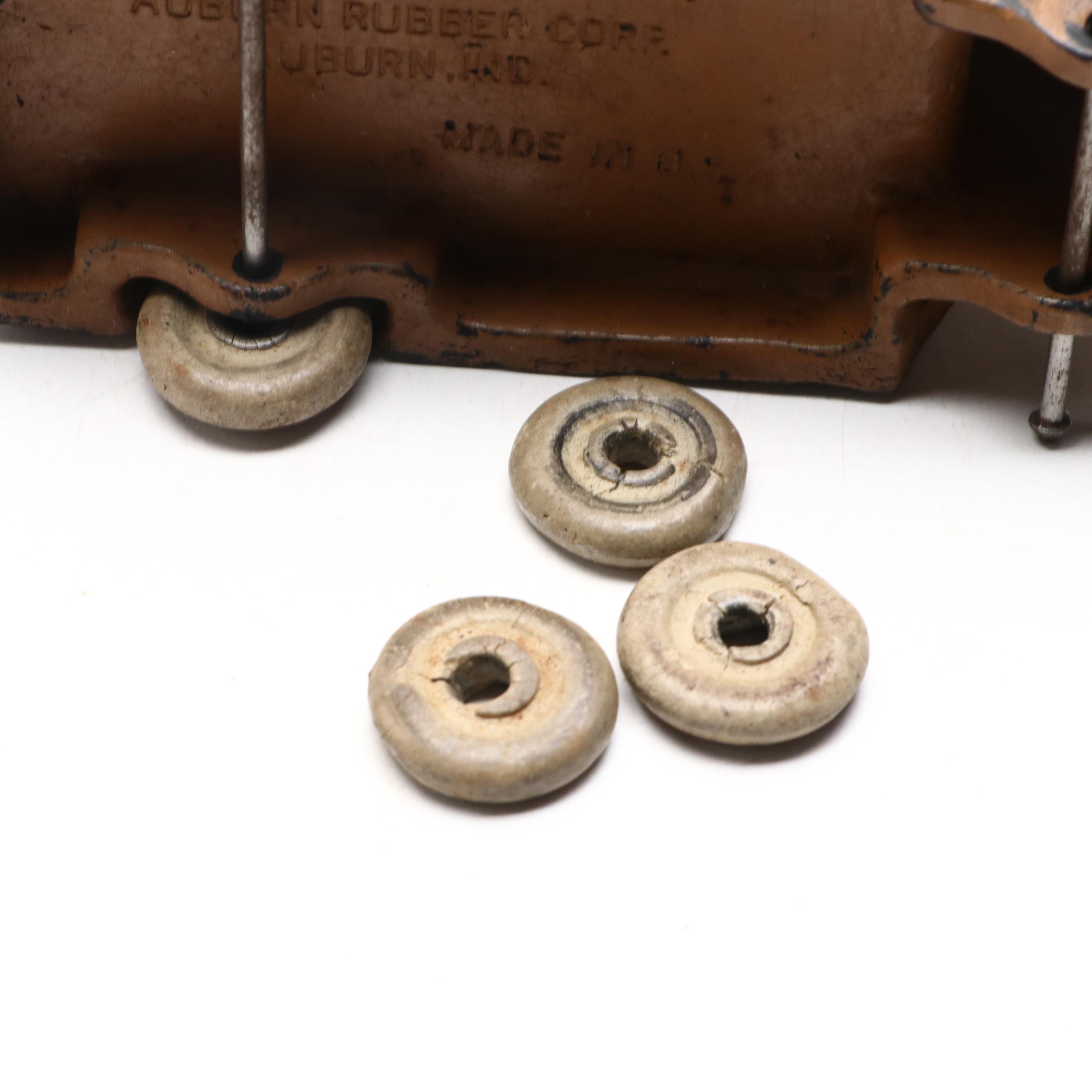 Auburn Rubber Company Toy Tanks, Locomotive and Trucks, Mid-20th Century