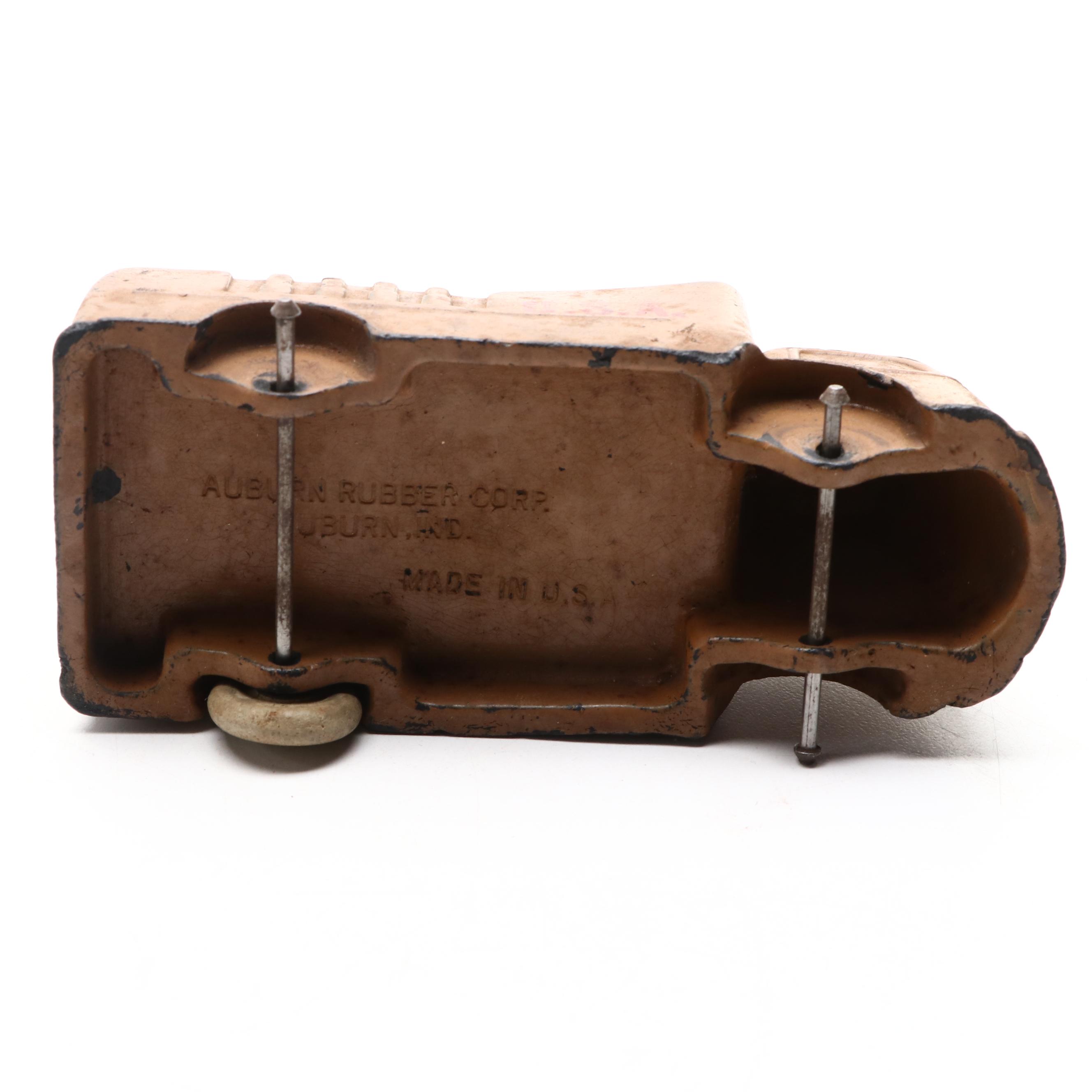 Auburn Rubber Company Toy Tanks, Locomotive and Trucks, Mid-20th Century