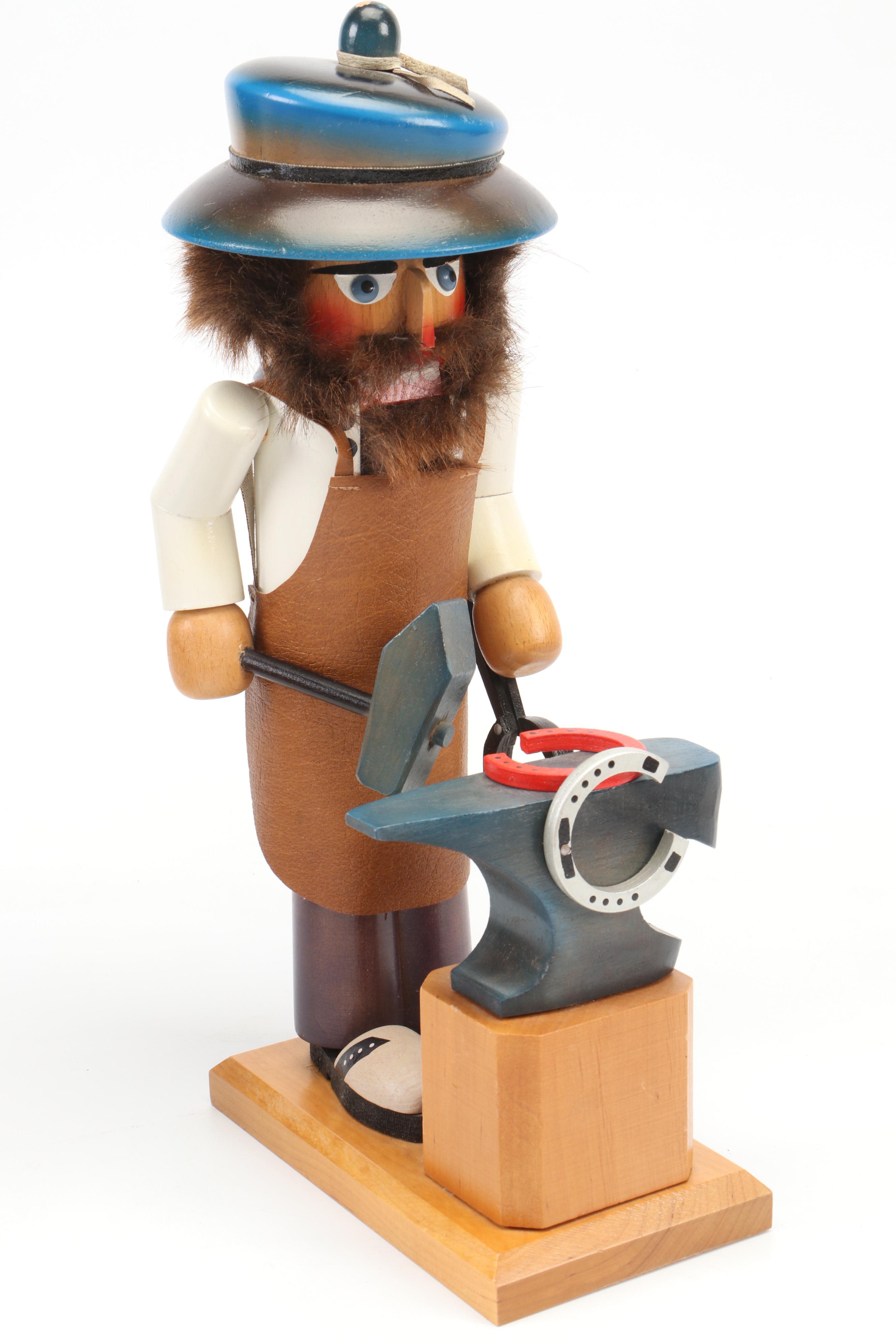 Steinbach Miller, Clock Maker, and Blacksmith Handcrafted Wooden Nutcrackers