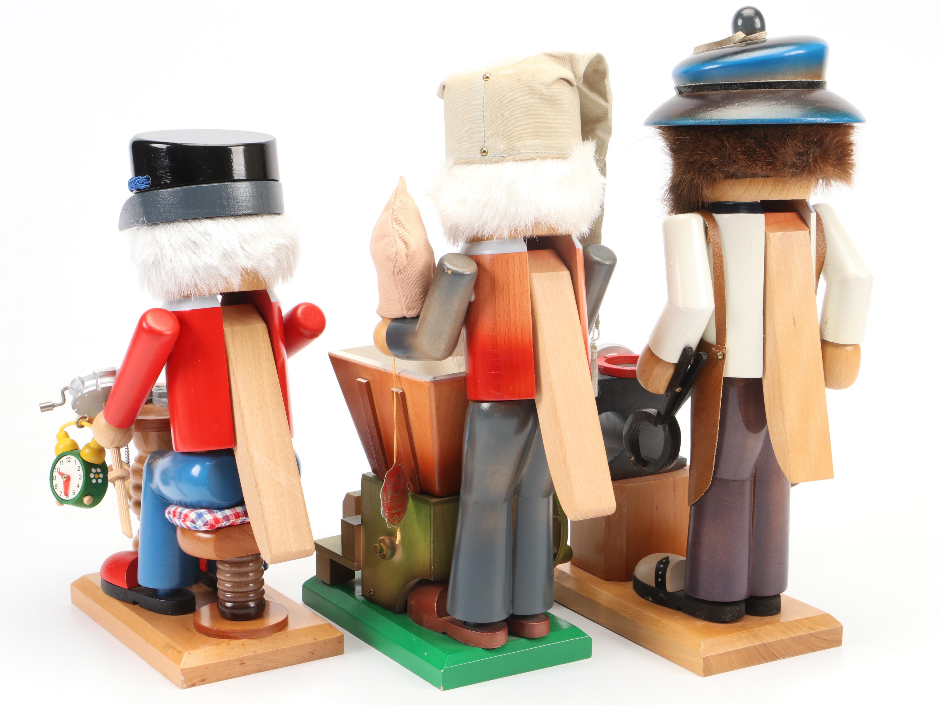 Steinbach Miller, Clock Maker, and Blacksmith Handcrafted Wooden Nutcrackers