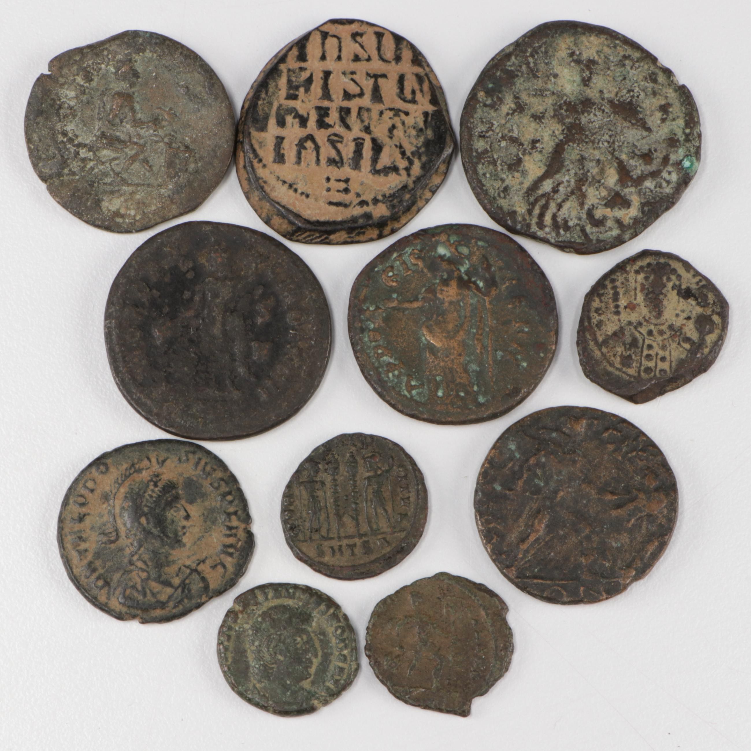 Ancient Roman and Byzantine Bronze Coinage, Including Follis Coins and Assarion