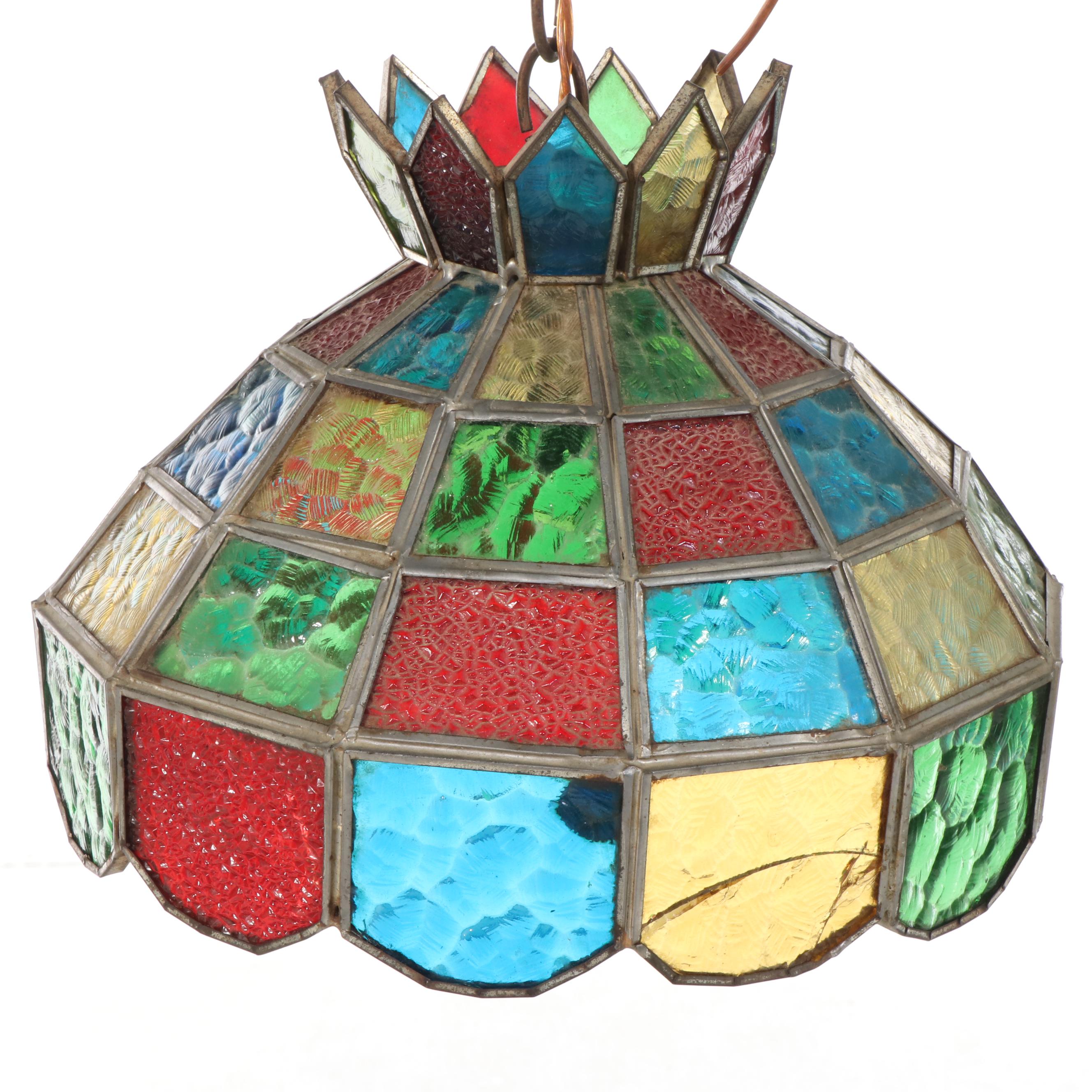 Textured Glass Panel Pendant Light and Stained Glass Pendant Light