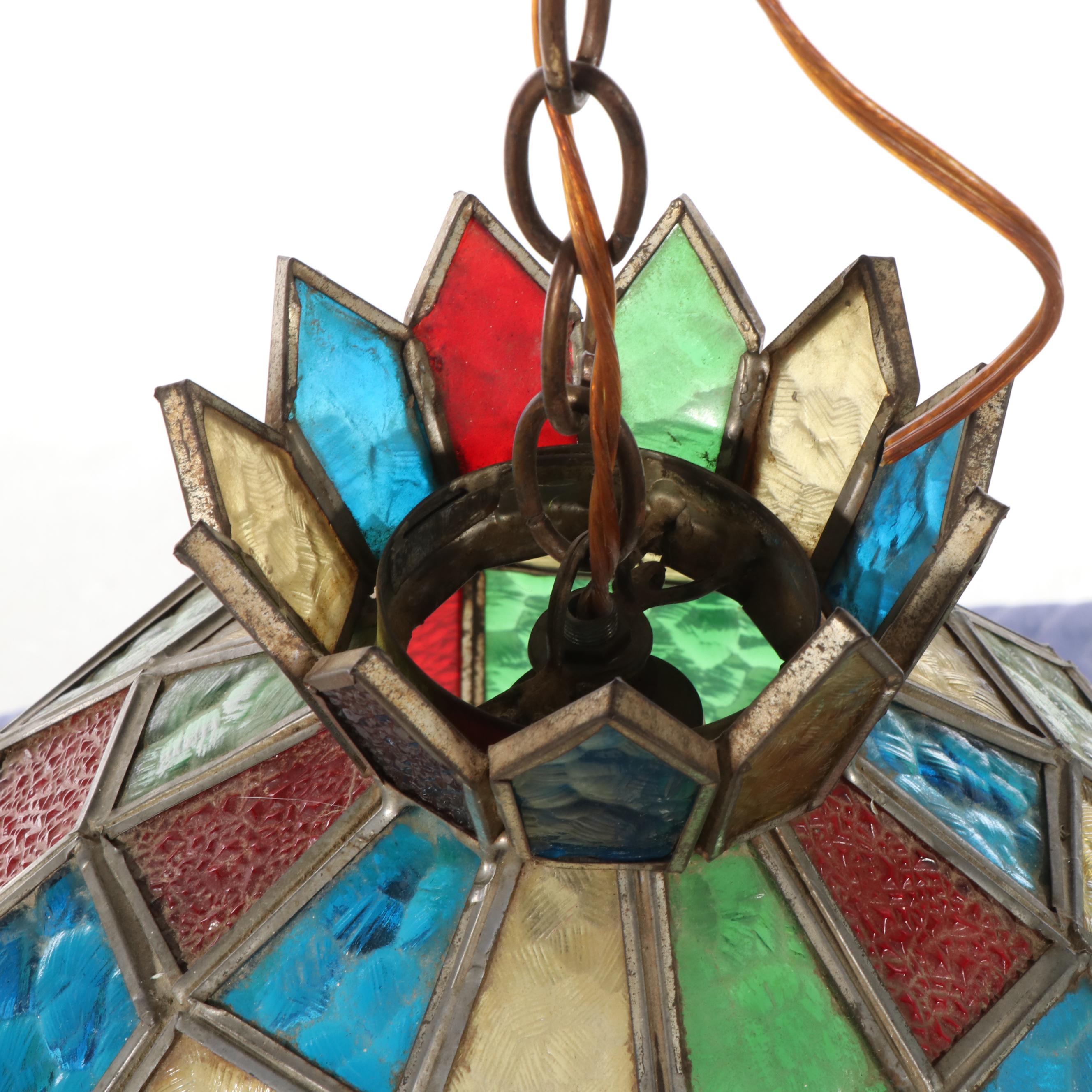 Textured Glass Panel Pendant Light and Stained Glass Pendant Light