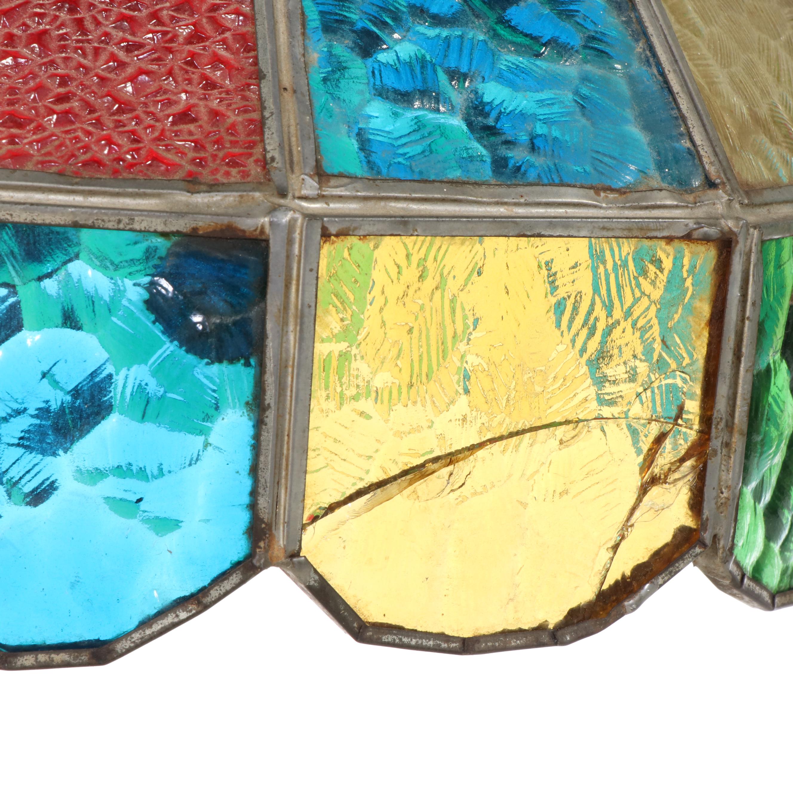 Textured Glass Panel Pendant Light and Stained Glass Pendant Light