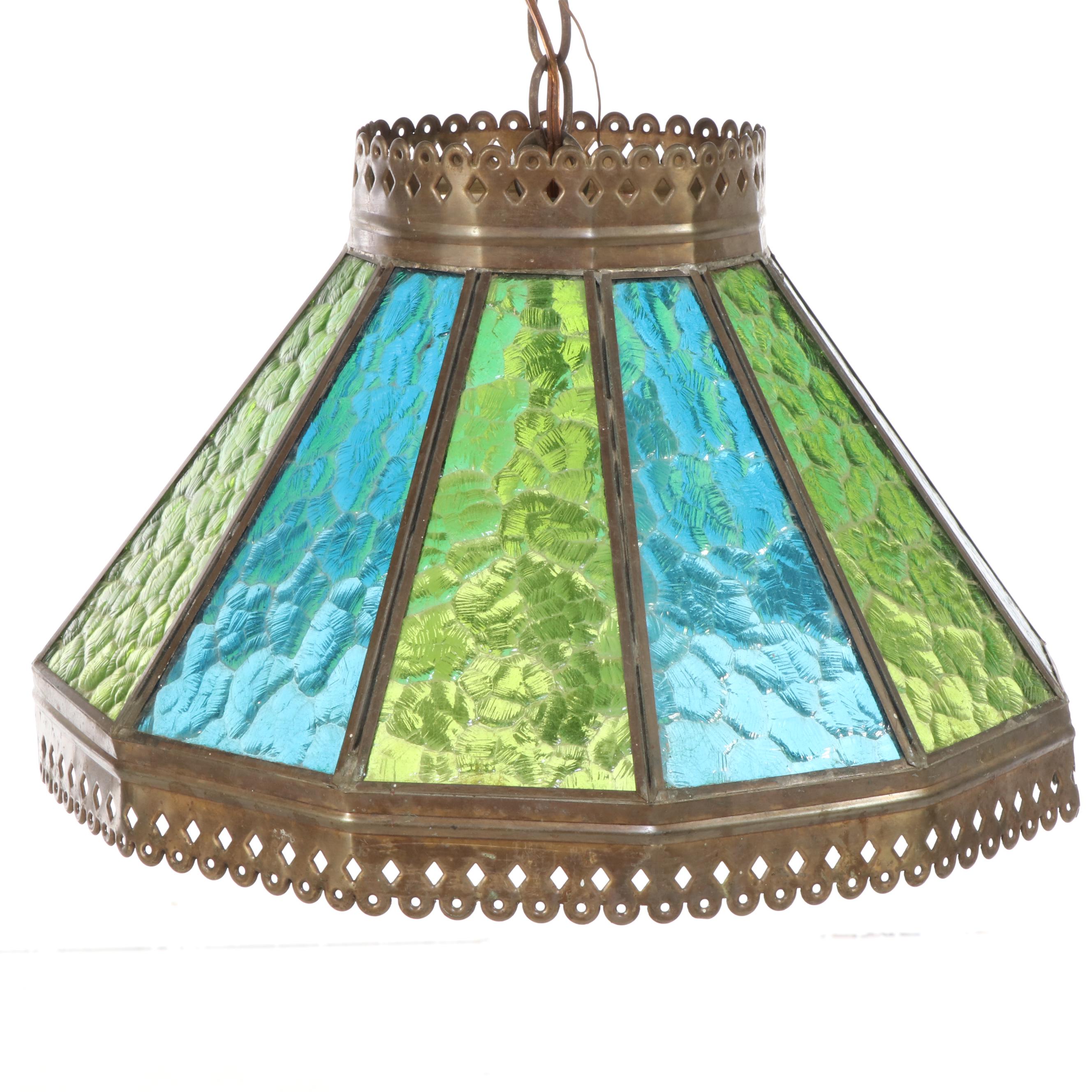 Textured Glass Panel Pendant Light and Stained Glass Pendant Light