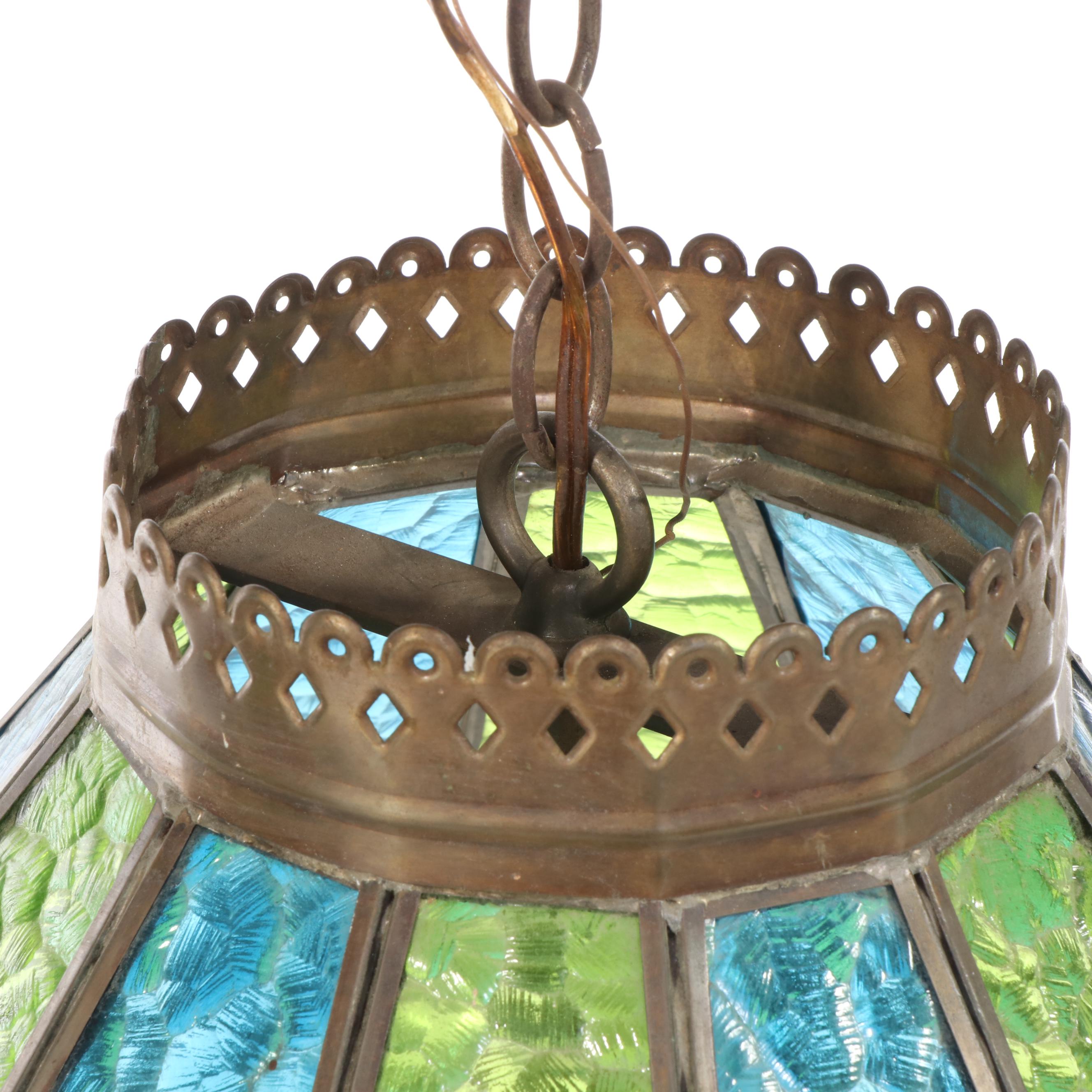Textured Glass Panel Pendant Light and Stained Glass Pendant Light