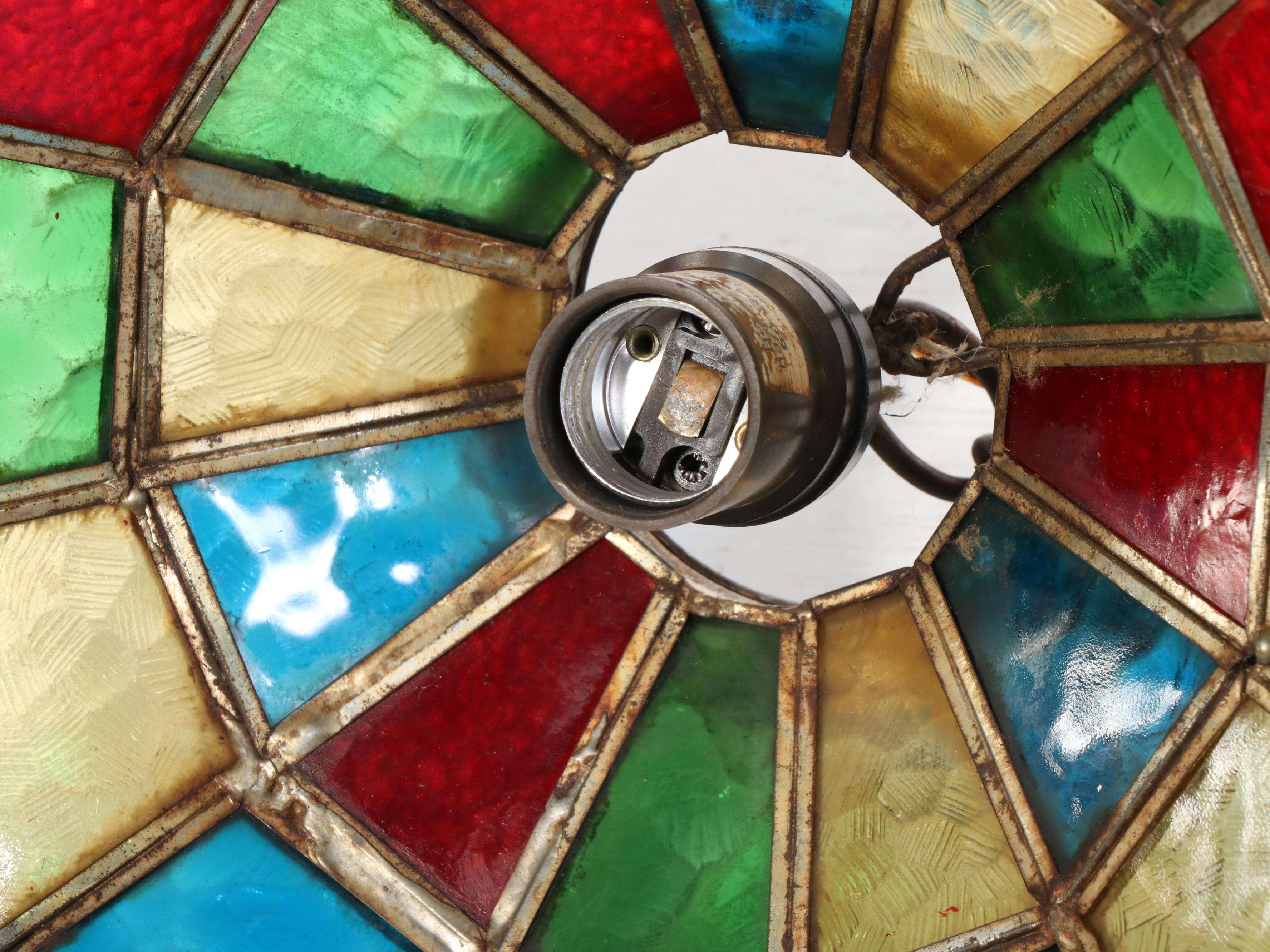 Textured Glass Panel Pendant Light and Stained Glass Pendant Light