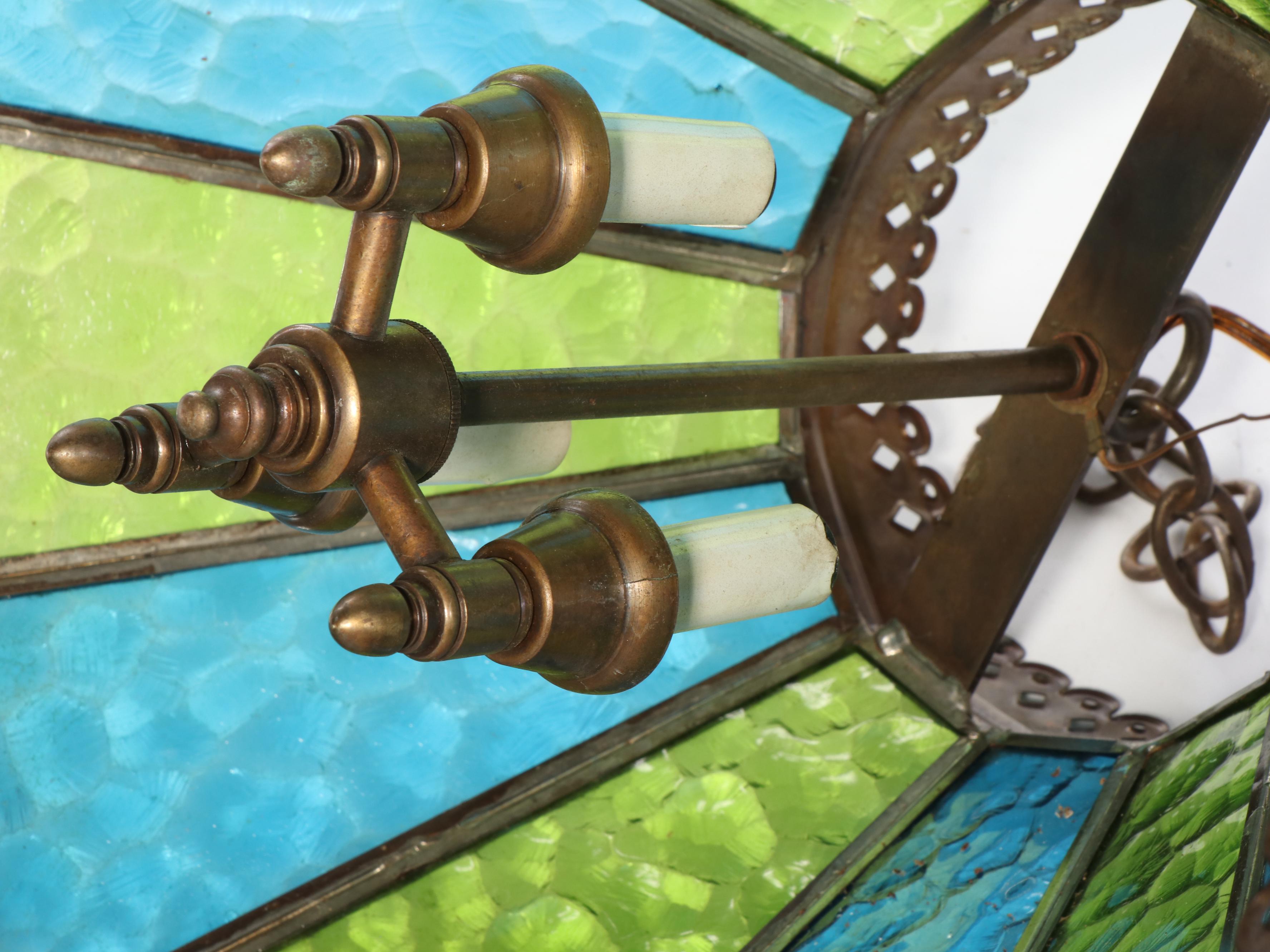 Textured Glass Panel Pendant Light and Stained Glass Pendant Light