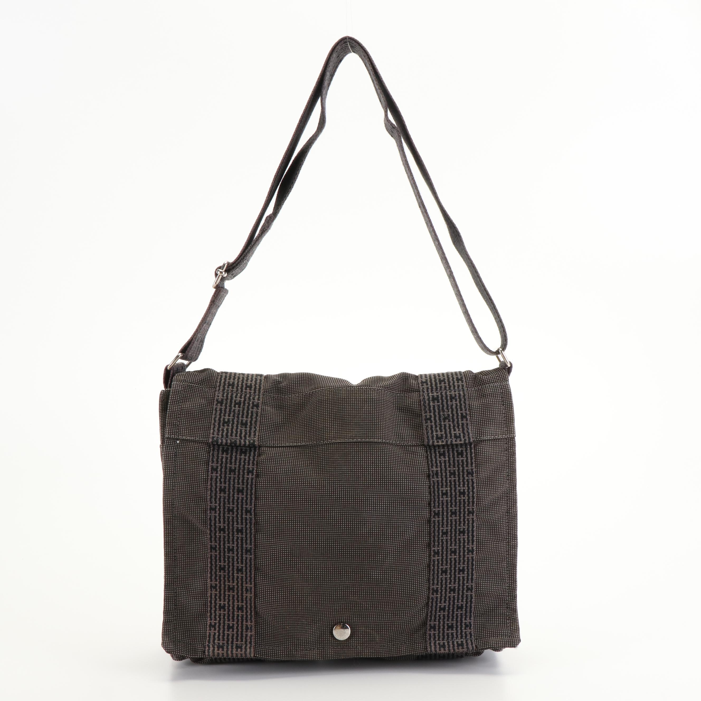 Hermès Herline Flap-Front Messenger Bag in Canvas