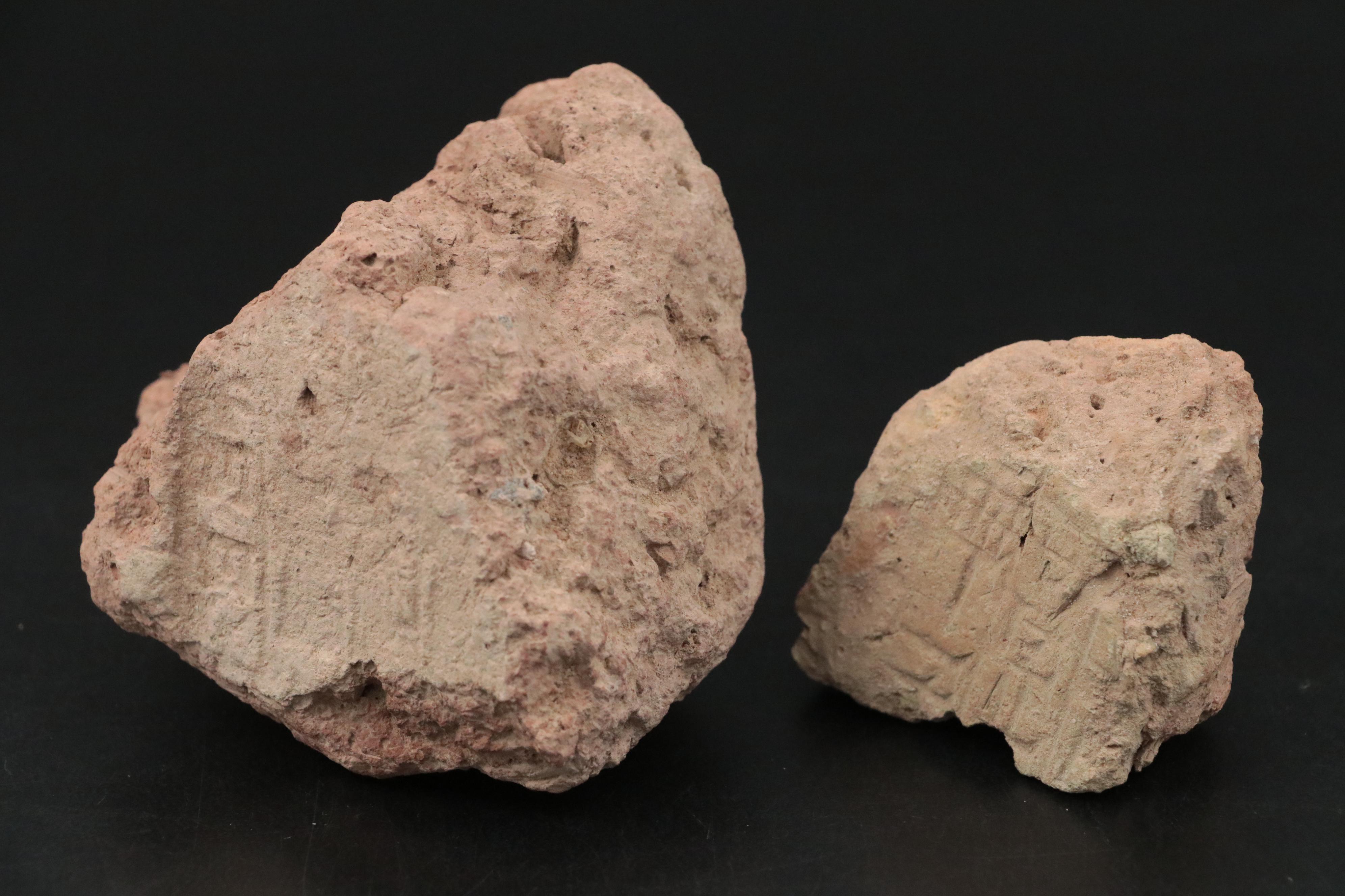 Ancient Cuneiform-Stamped Dried Clay Fragments