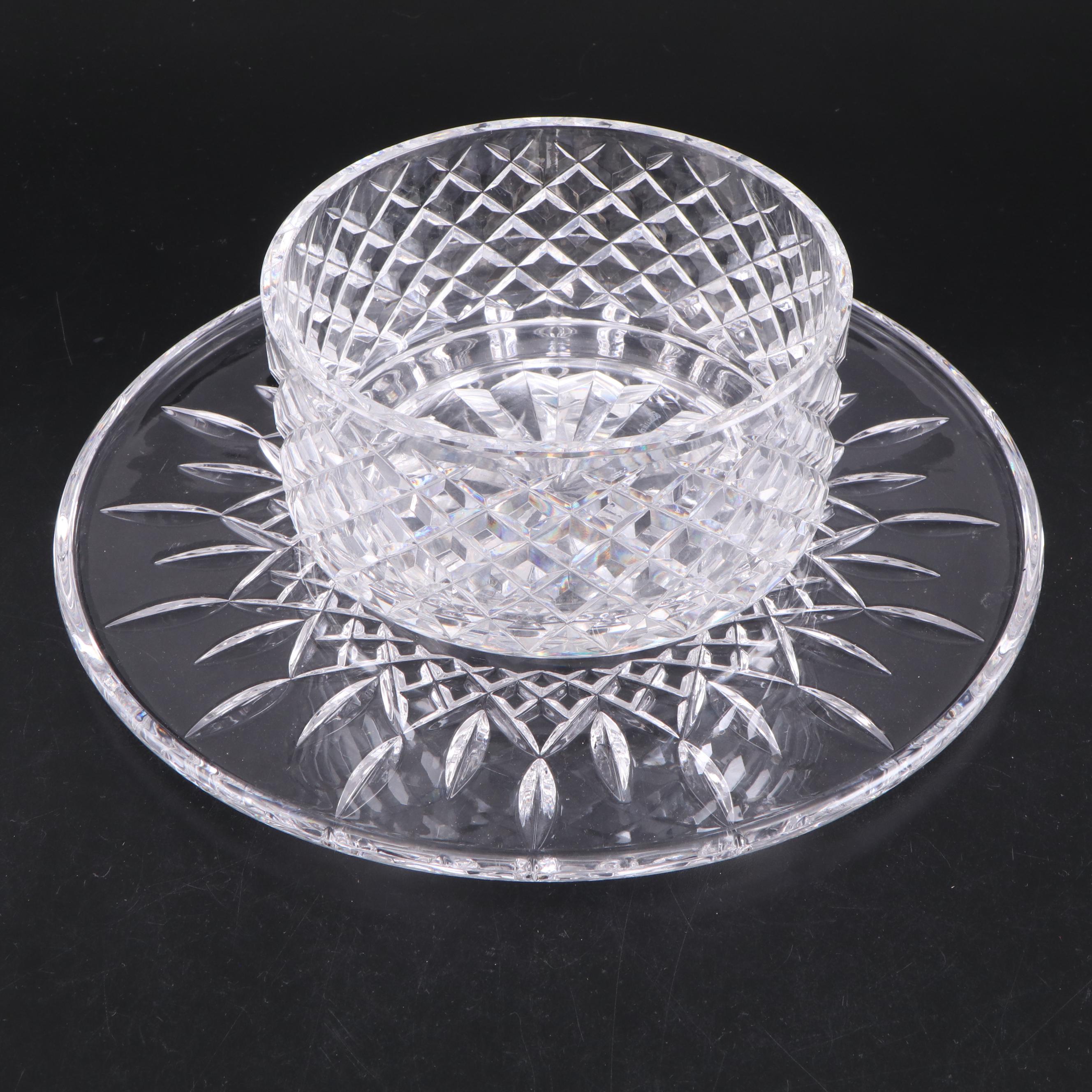 Waterford "Alana" Crystal Bowl and "Araglin" Crystal Round Platter