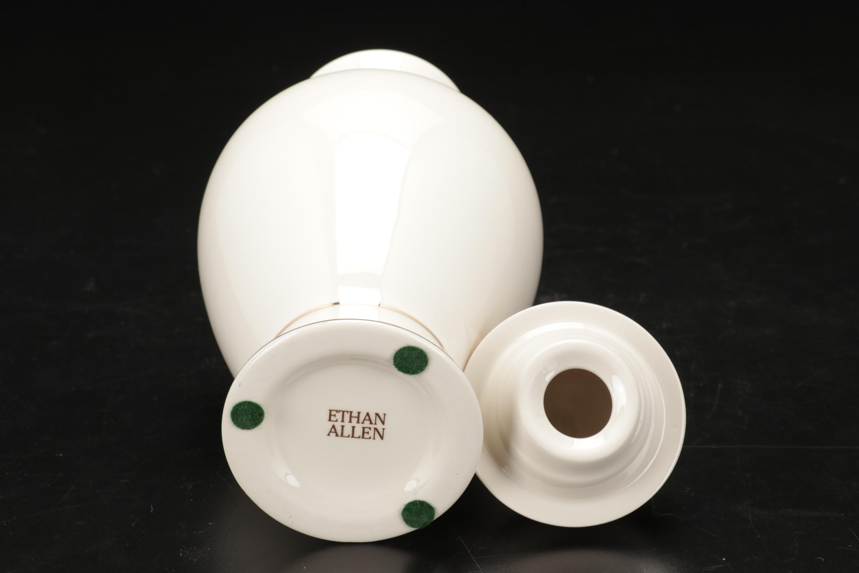 Chinoiserie Jars and Vase In Classic Ivory & Gold, Made For Ethan Allen