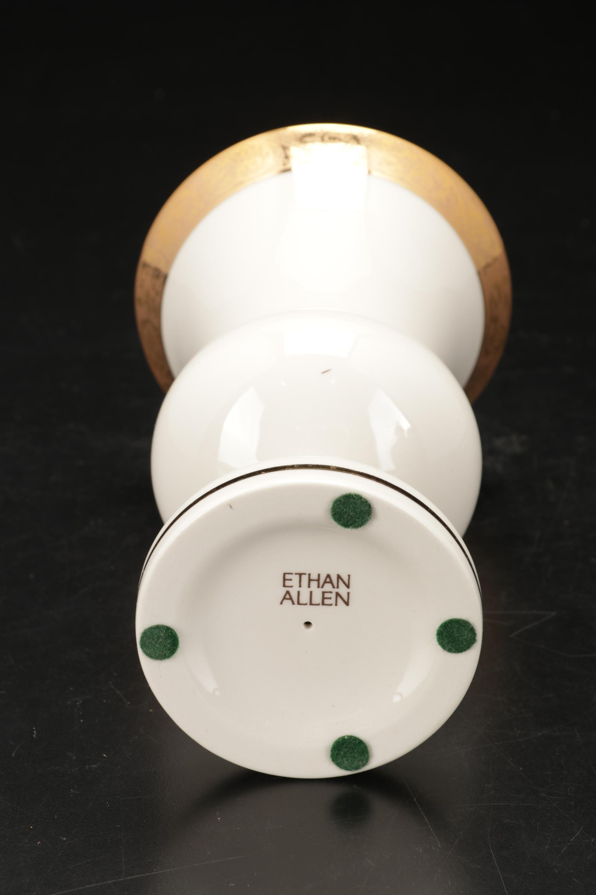 Chinoiserie Jars and Vase In Classic Ivory & Gold, Made For Ethan Allen