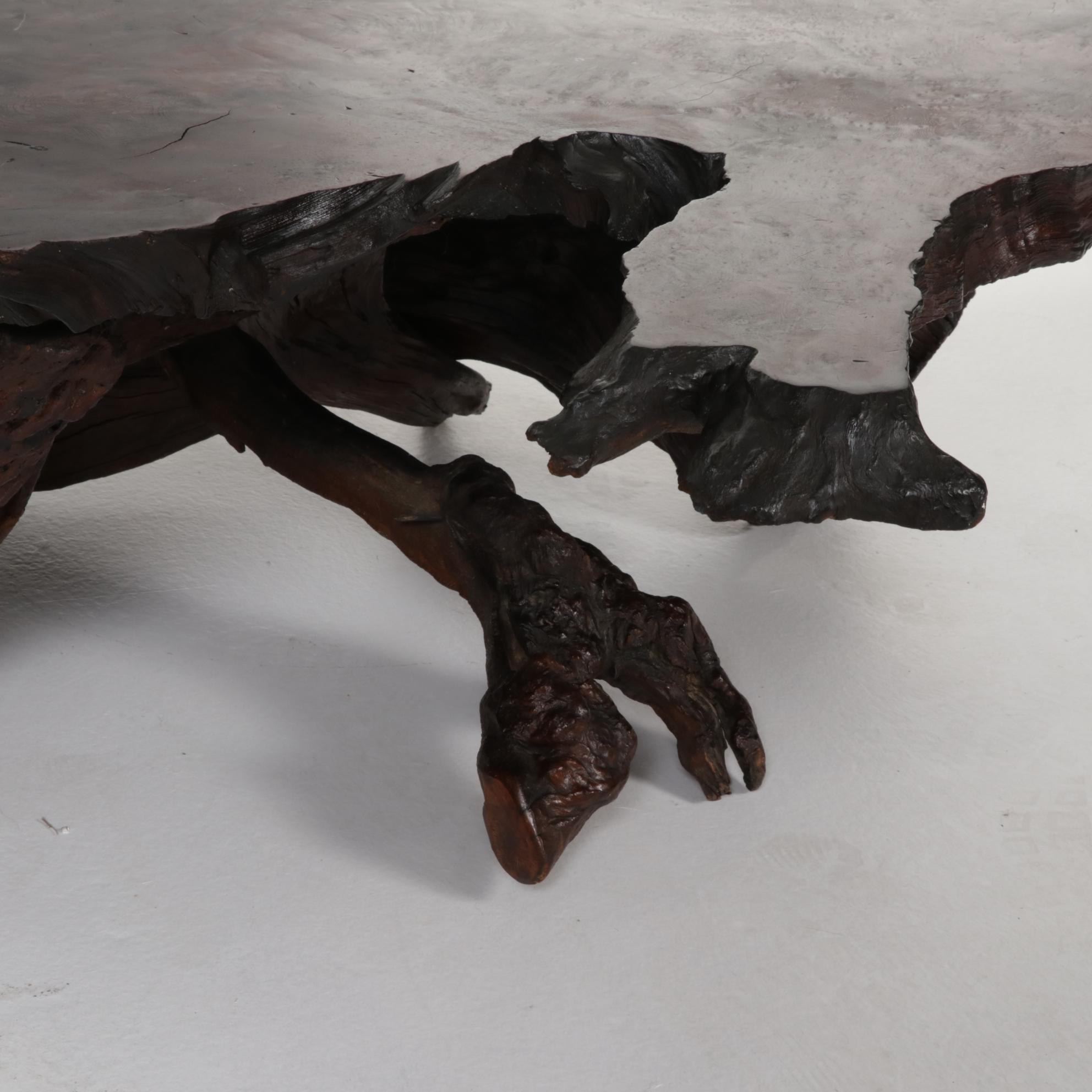 Burl Wood Slab Top Coffee Table