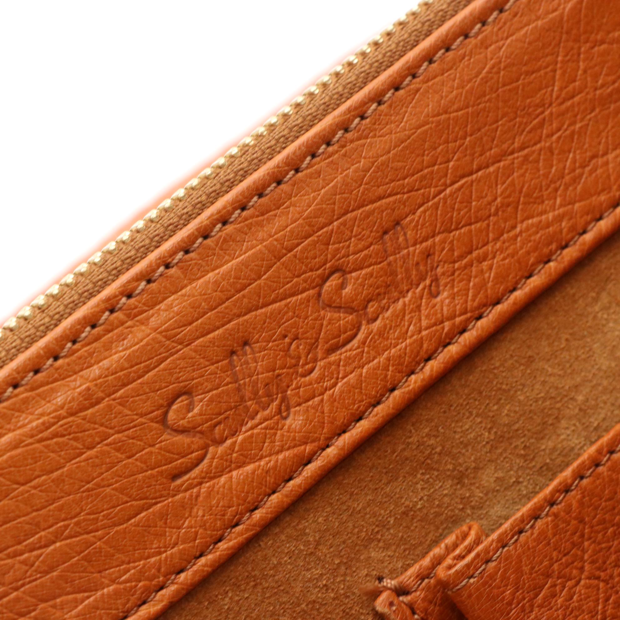 Scully & Scully Cognac Ostrich Skin Leather Two-Compartment Briefcase