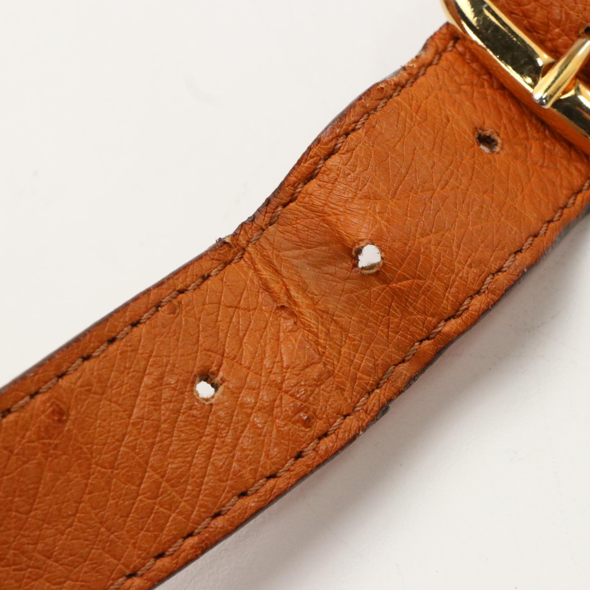 Scully & Scully Cognac Ostrich Skin Leather Two-Compartment Briefcase