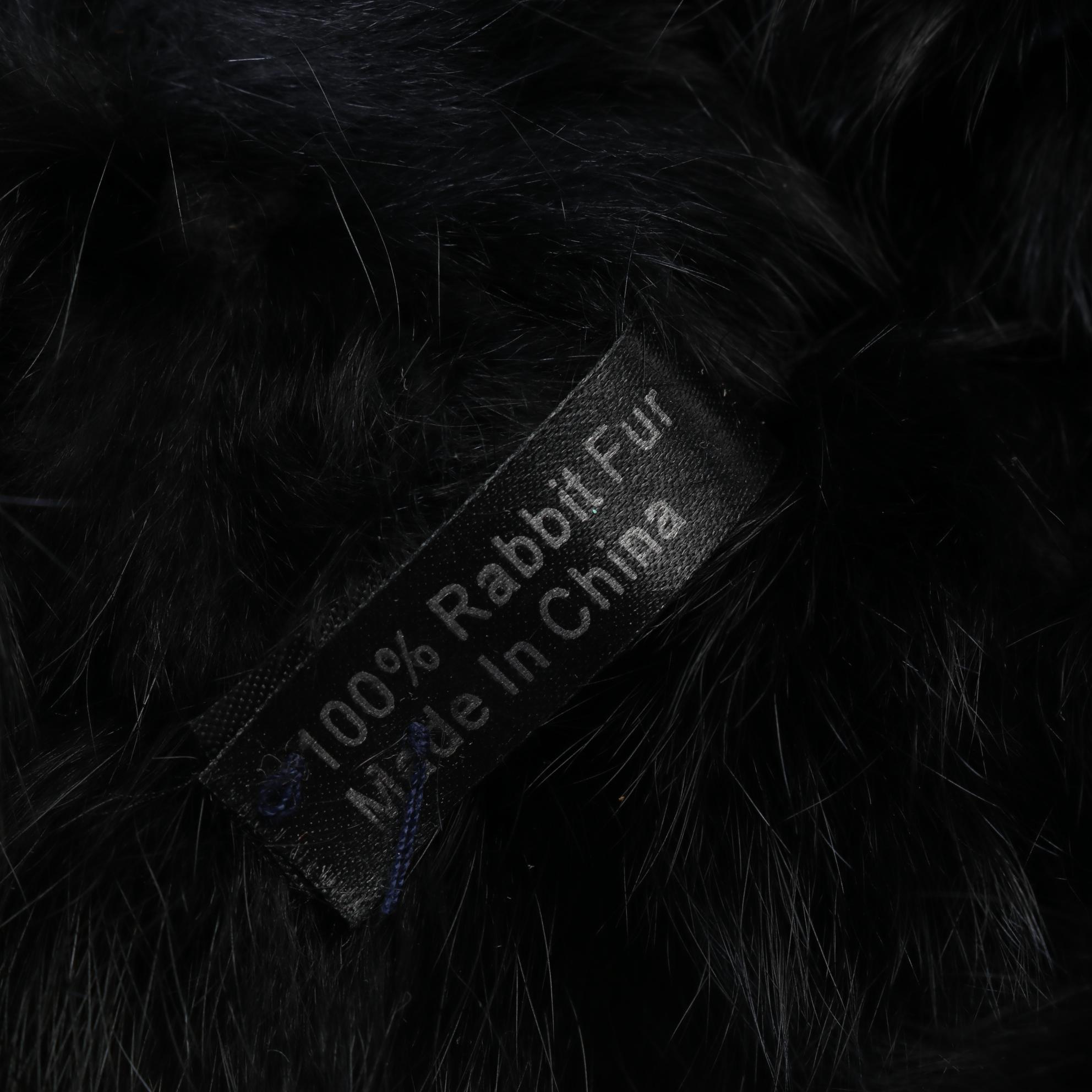 Ebony Rabbit Fur Pom-Pom Scarves