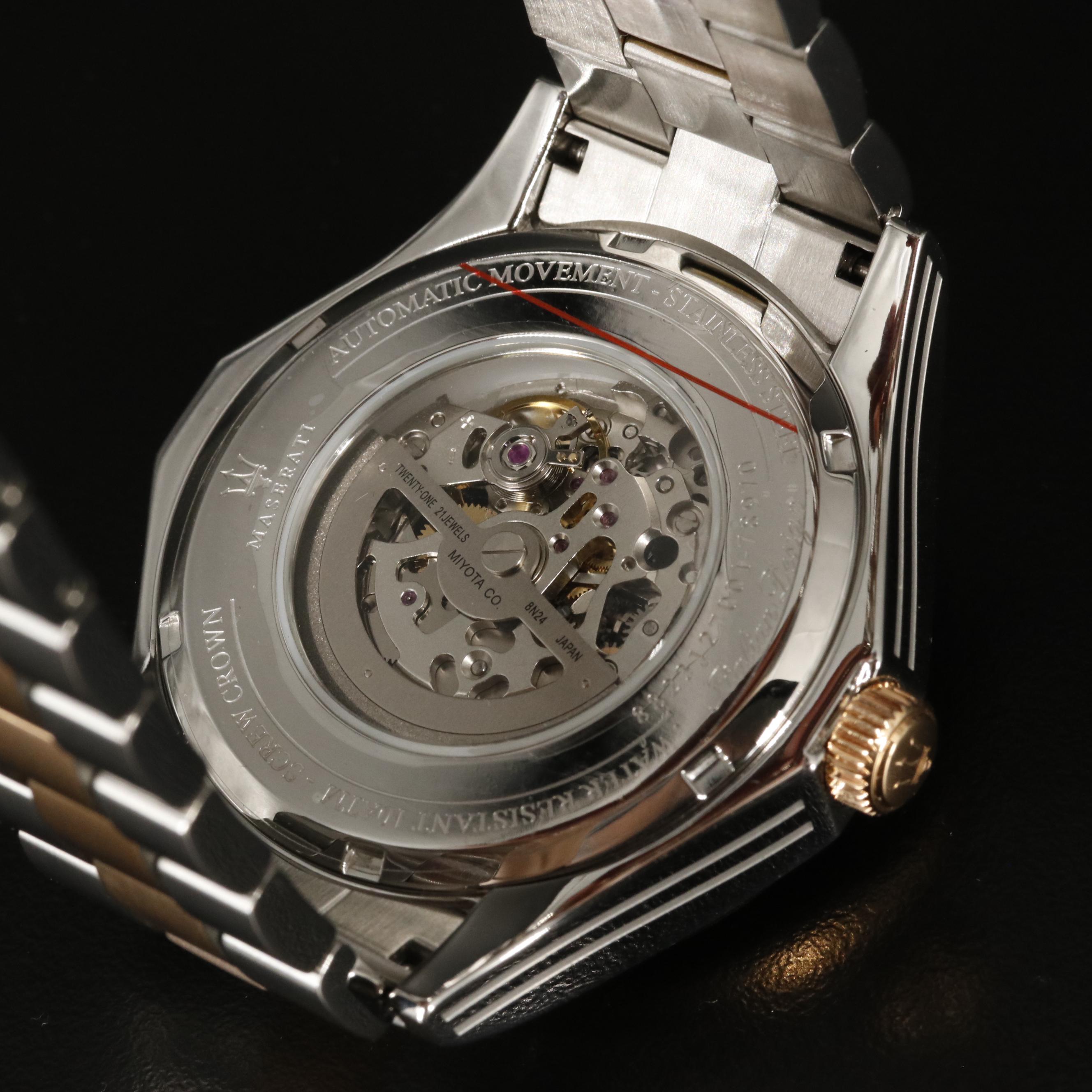 Maserati Circuito Automatic Two-Tone Stainless Steel Skeleton Watch