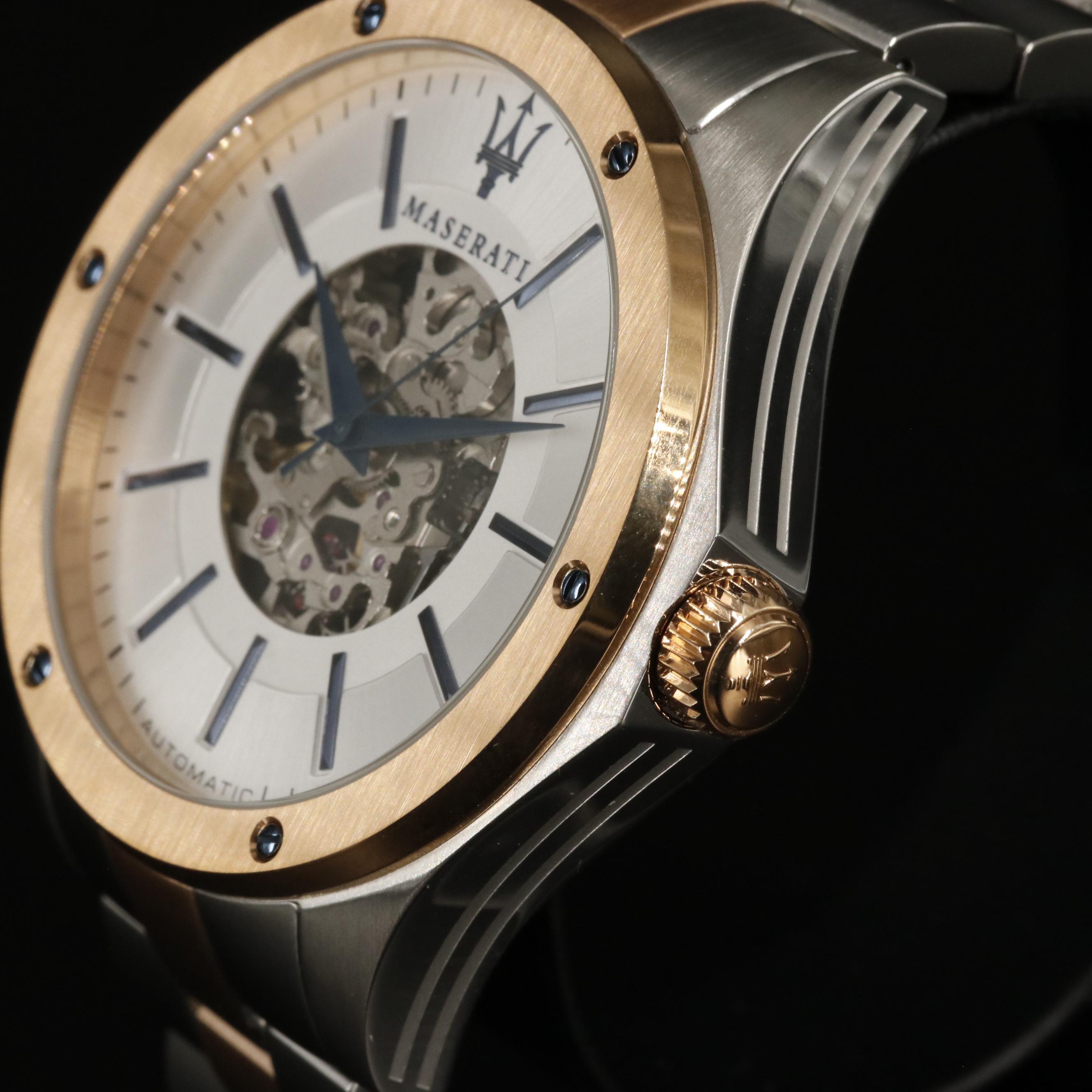 Maserati Circuito Automatic Two-Tone Stainless Steel Skeleton Watch